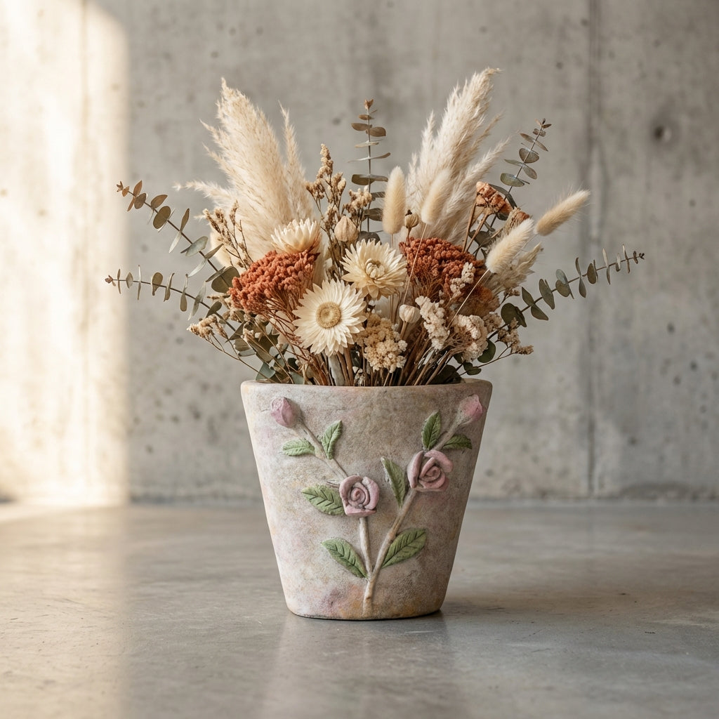 Annastasia Pot en ciment - L (28x19x25 cm)