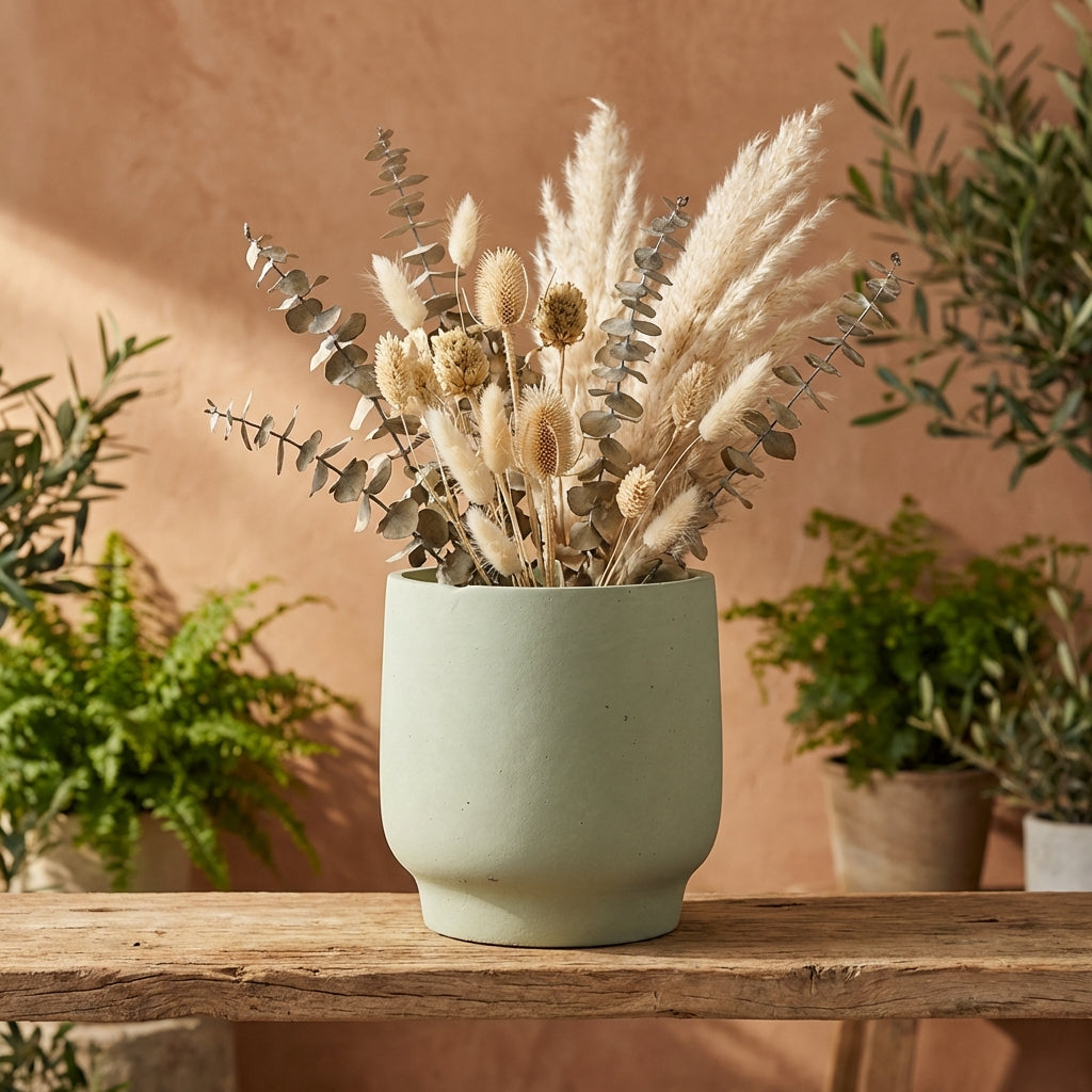 Aline Pot en ciment - Vert