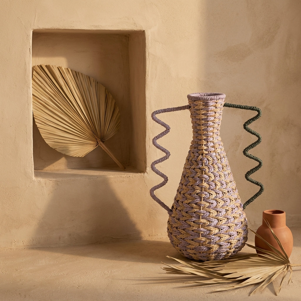 Veraa Purple natural paper basket taps with ears