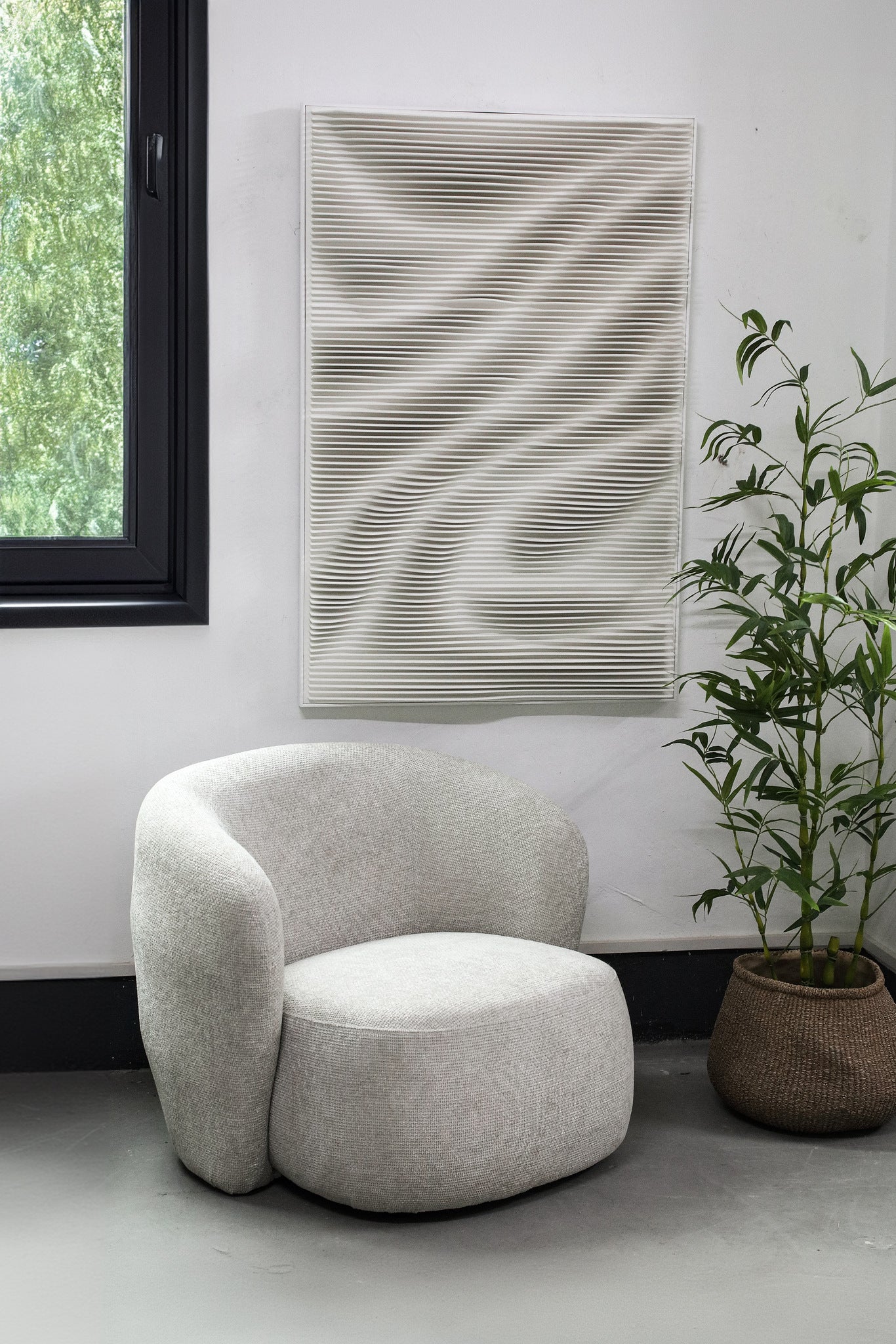 Aleishia White rect mdf wallpanel wavy design
