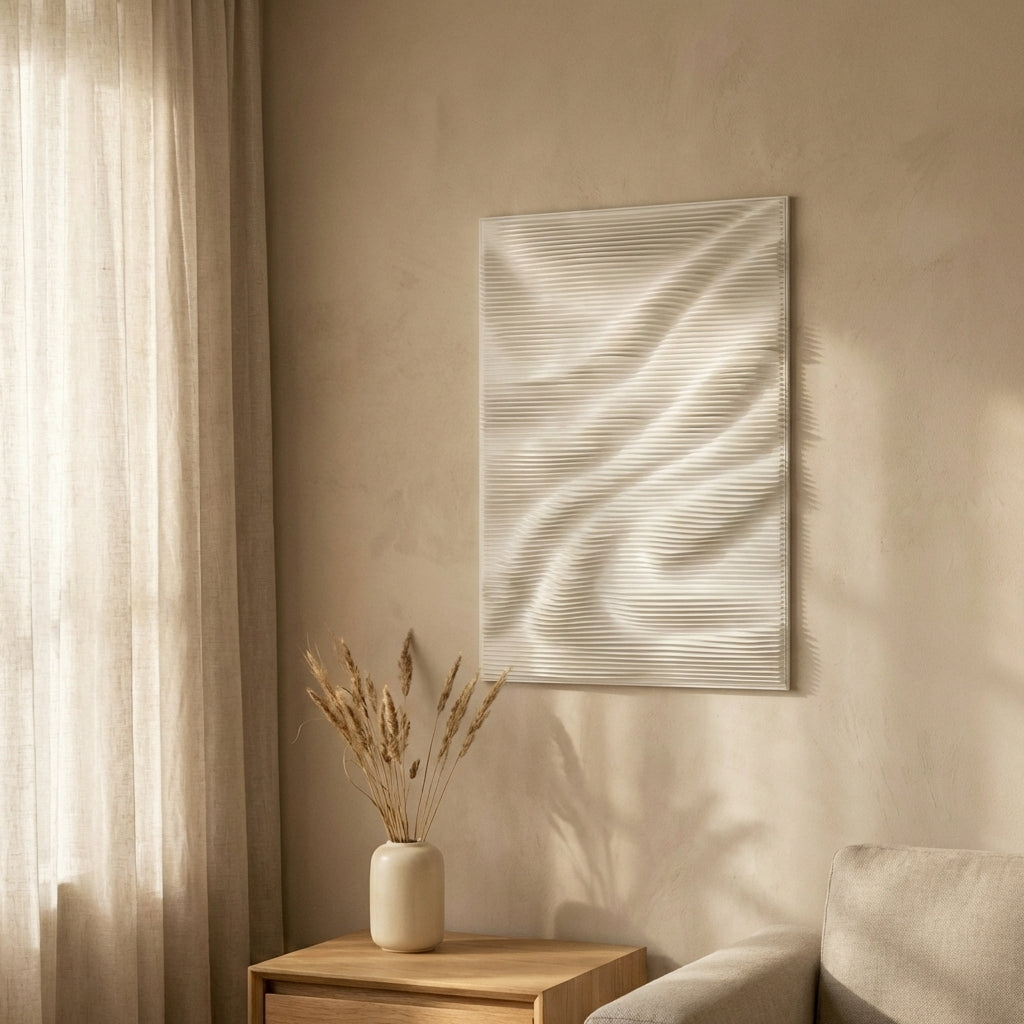 Aleishia White rect mdf wallpanel wavy design