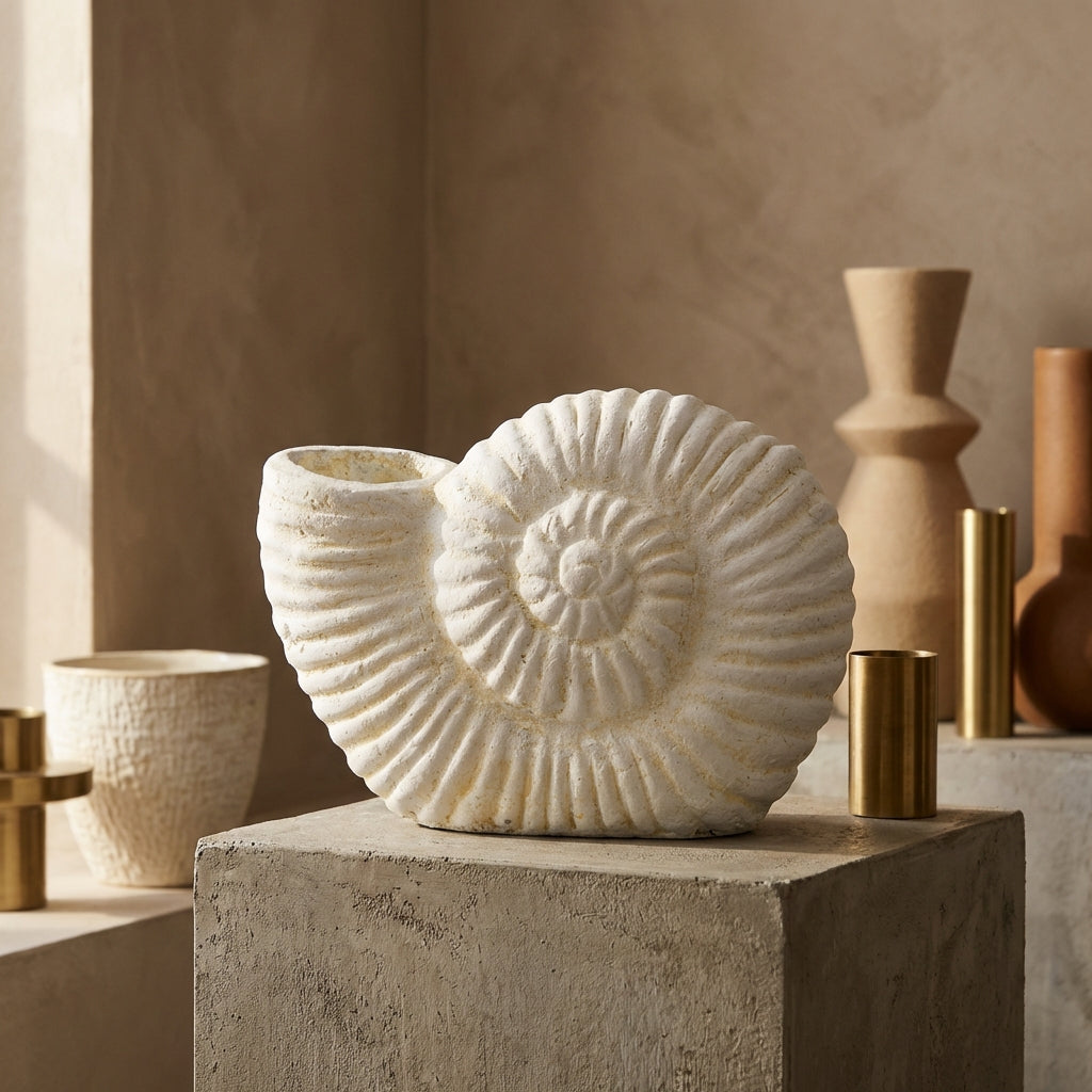 Shelly White shell shaped cement statue S