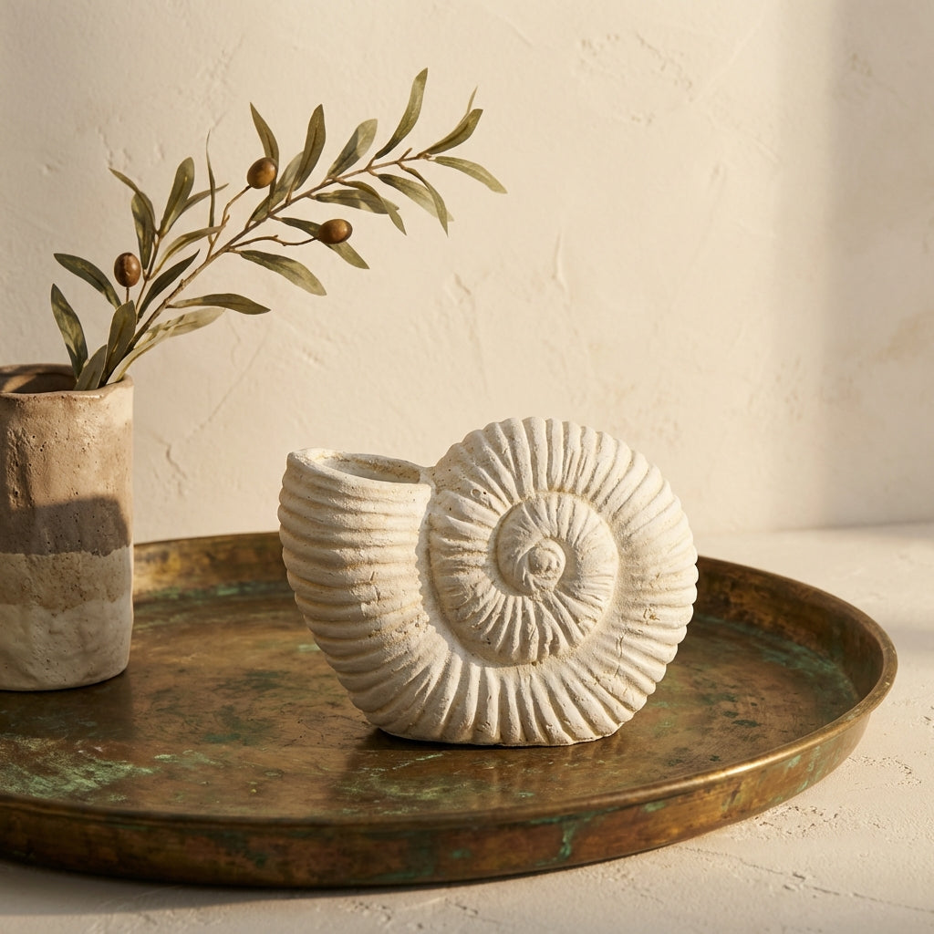 Shelly White shell shaped cement statue L