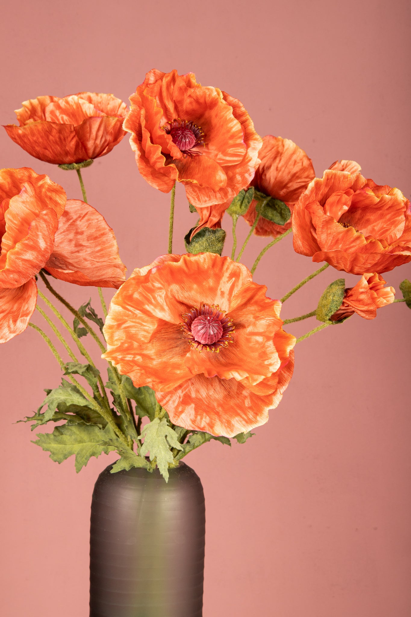 Poppy Flower Orange spray with leaves Orange — Fleur artificielle — vue 3 | Häus