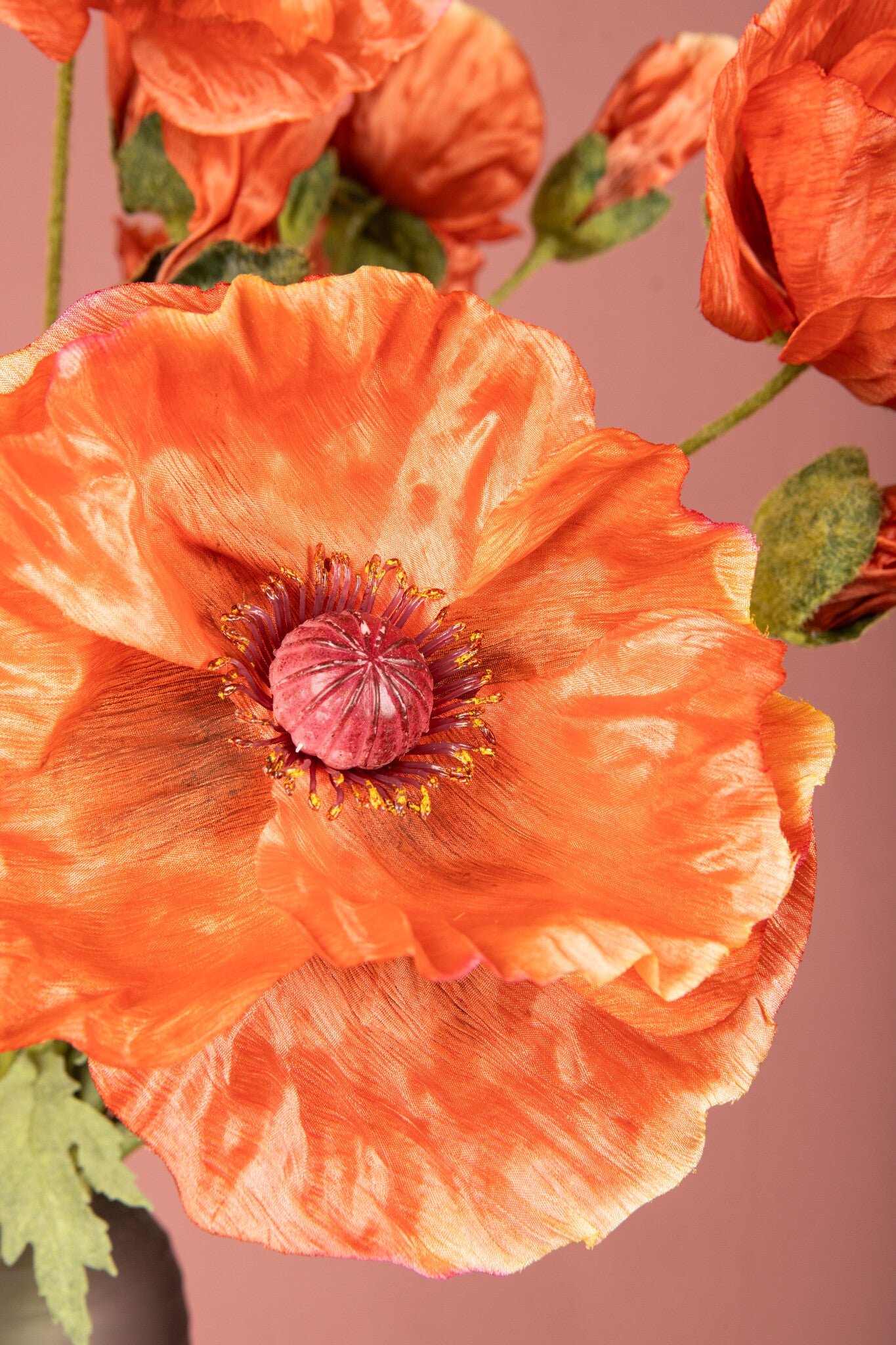 Poppy Flower Orange spray with leaves Orange — Fleur artificielle — vue 2 | Häus