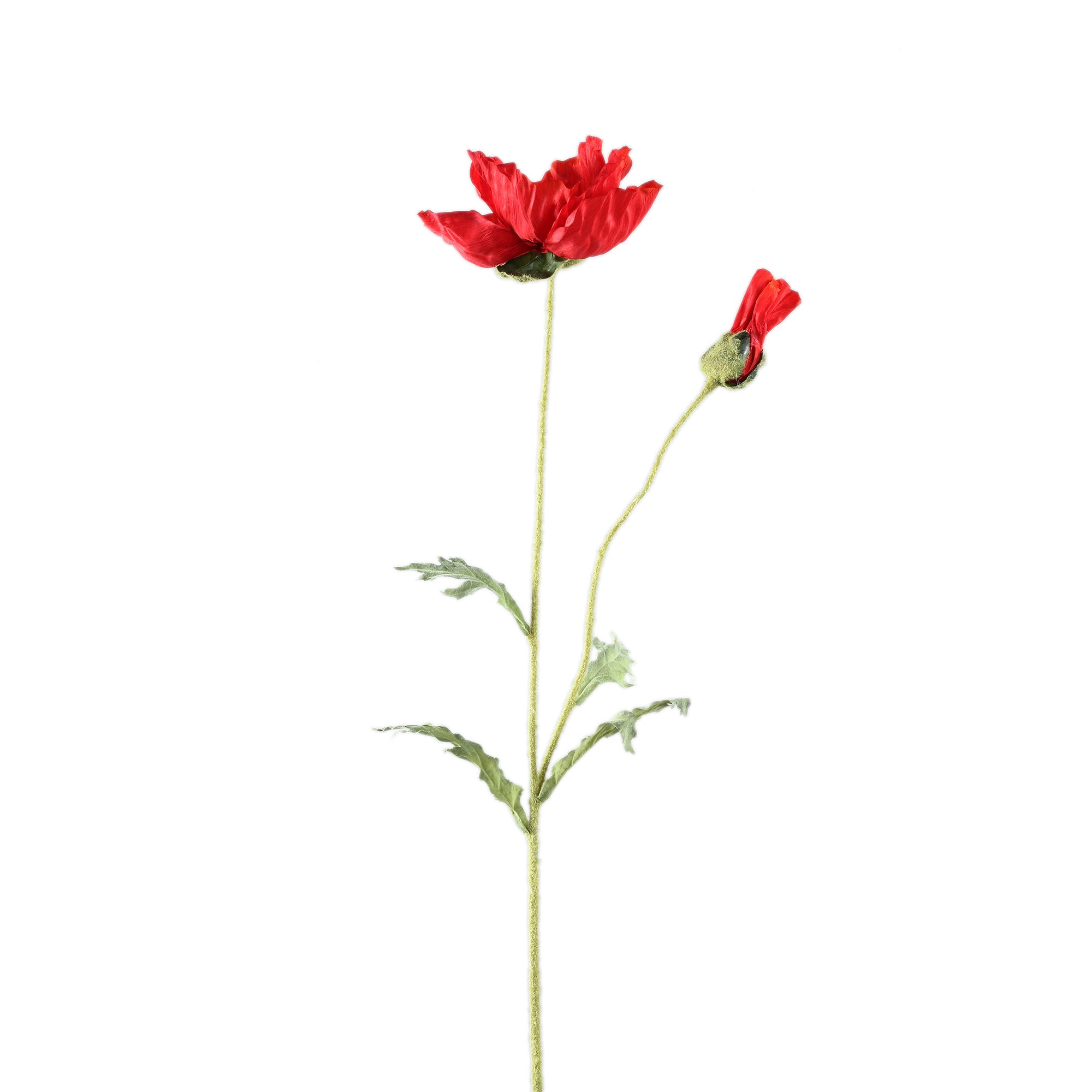 Poppy Flower Red spray with leaves Rouge — Fleur artificielle — Fleur artificielle design premium | Häus