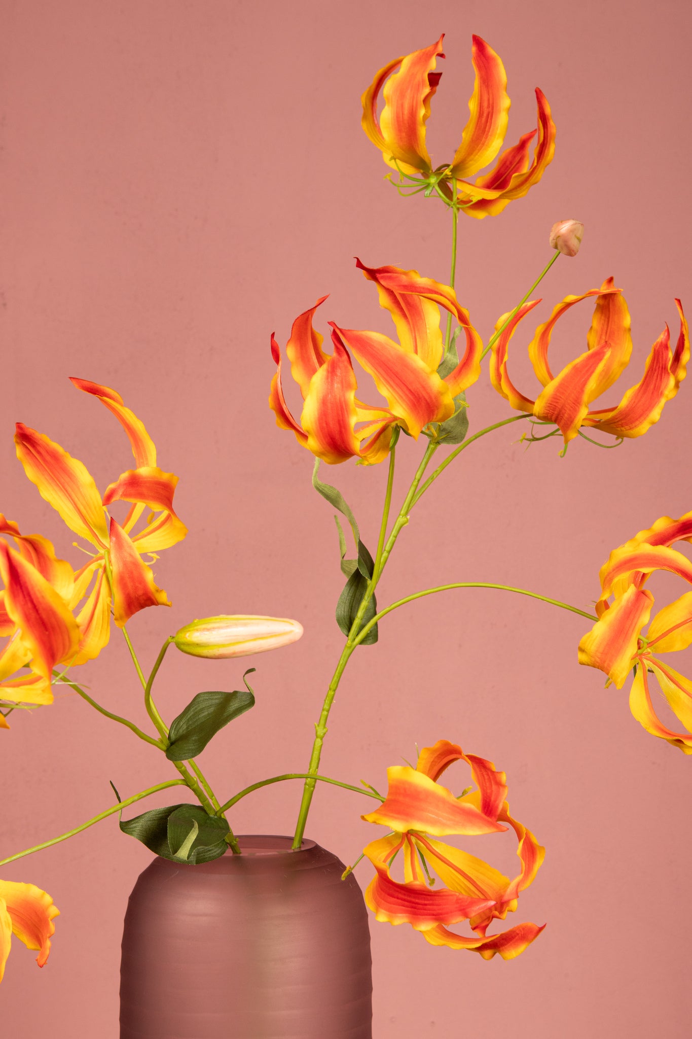 Garden Flower Orange gloriosa spray with leaves Orange — Fleur artificielle — vue 3 | Häus