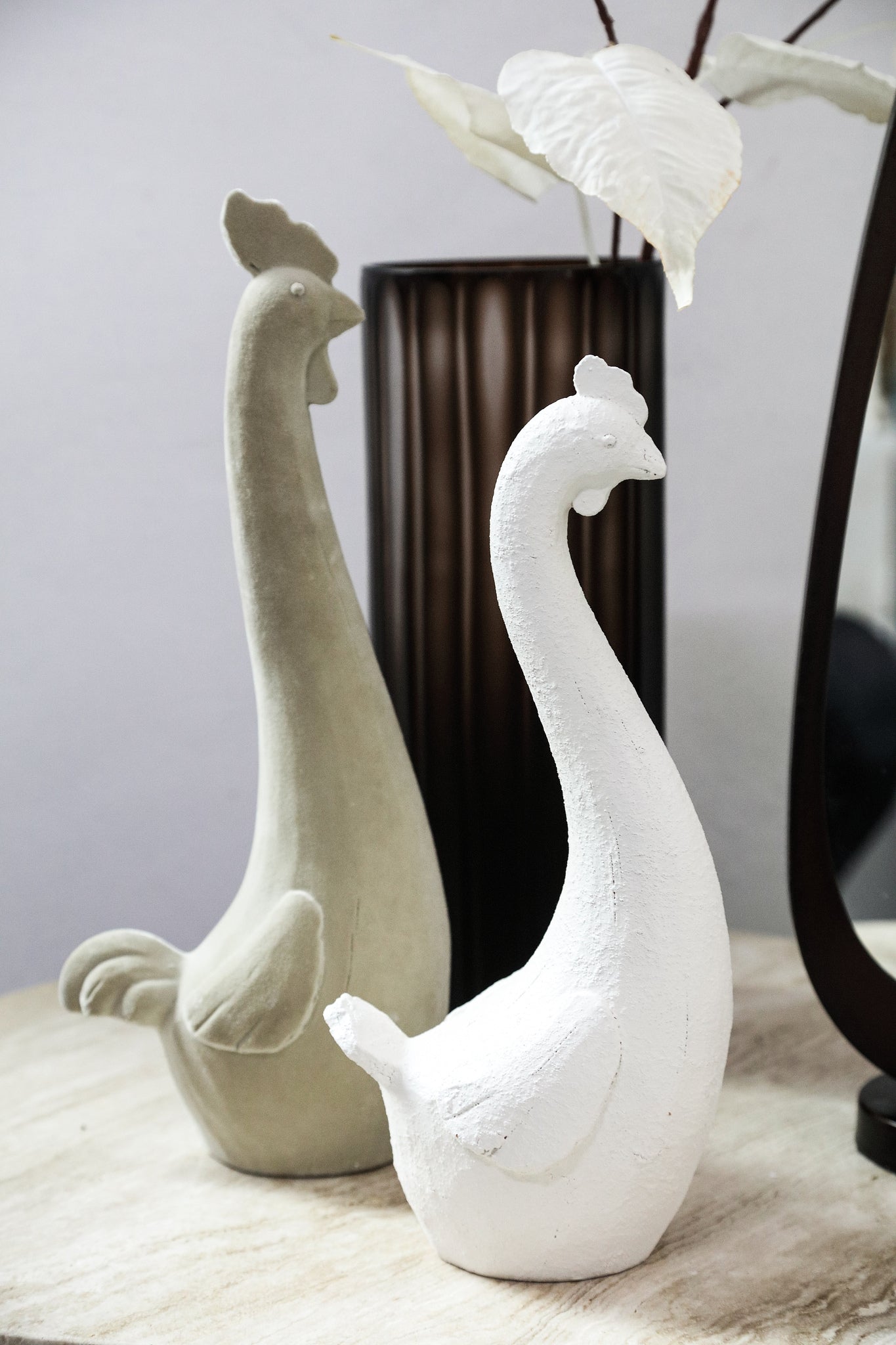 Smita Cream poly rooster shaped statue