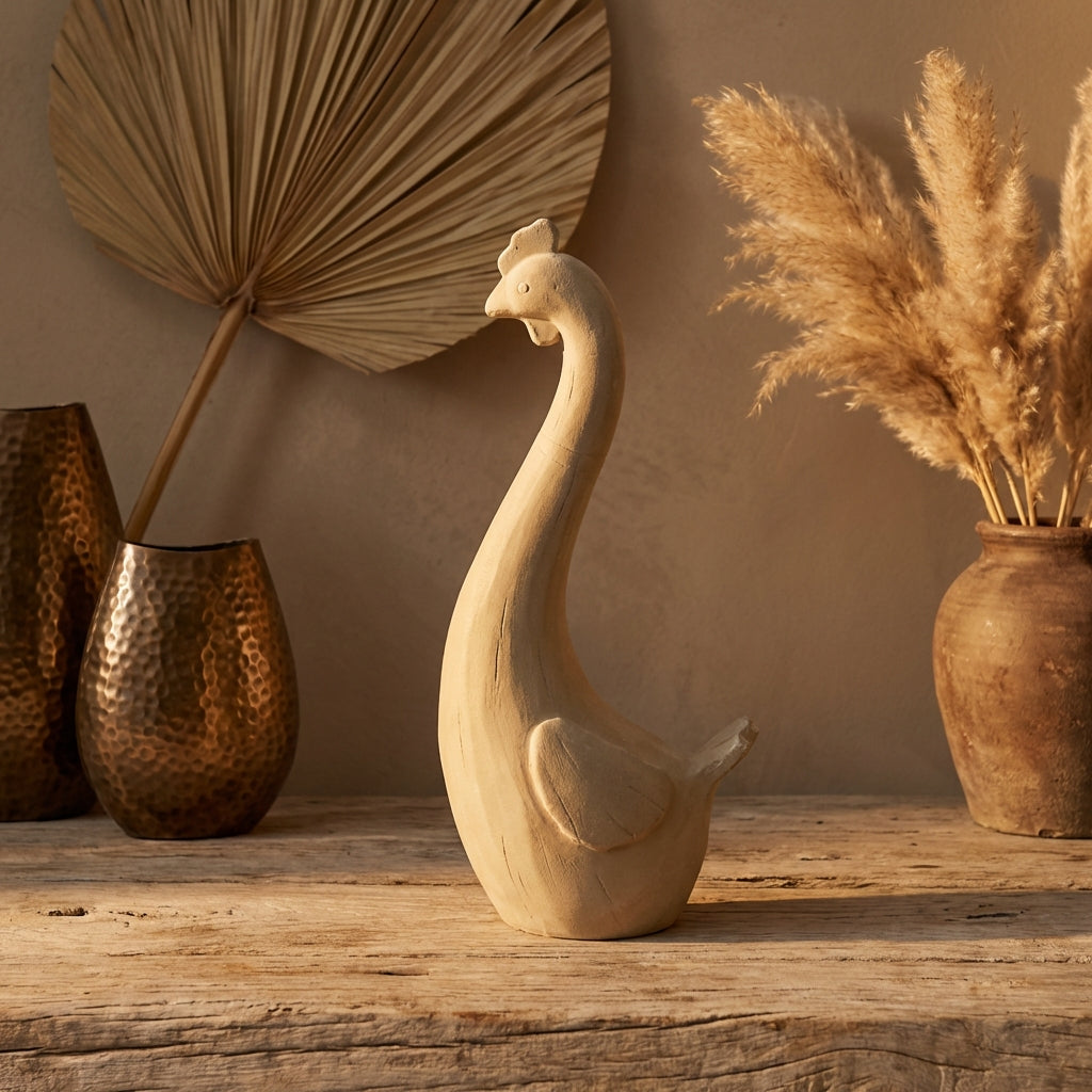 Smita Cream poly chicken shaped statue