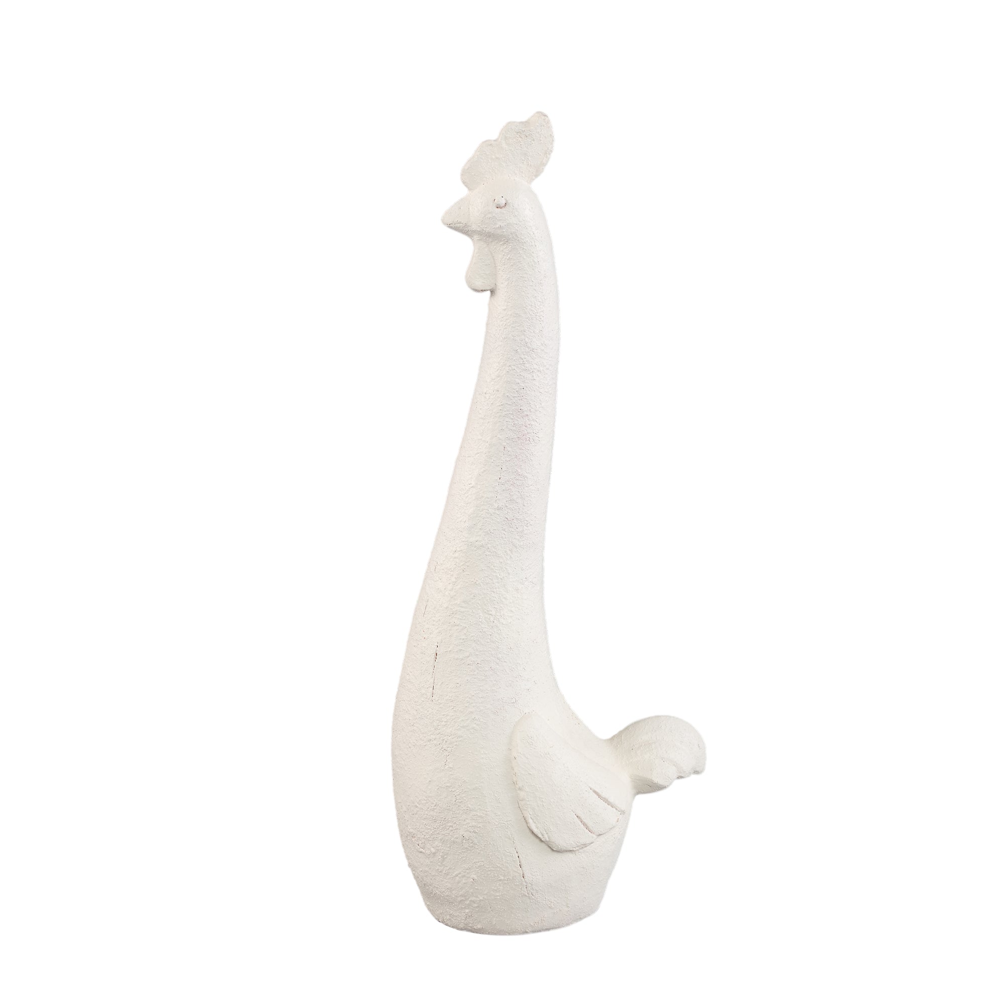Smita White poly rooster shaped statue