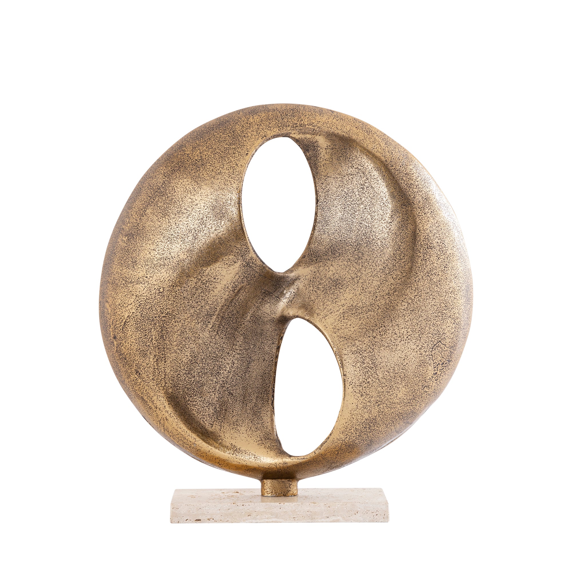 Deuie Brass casted alu statue travertine base