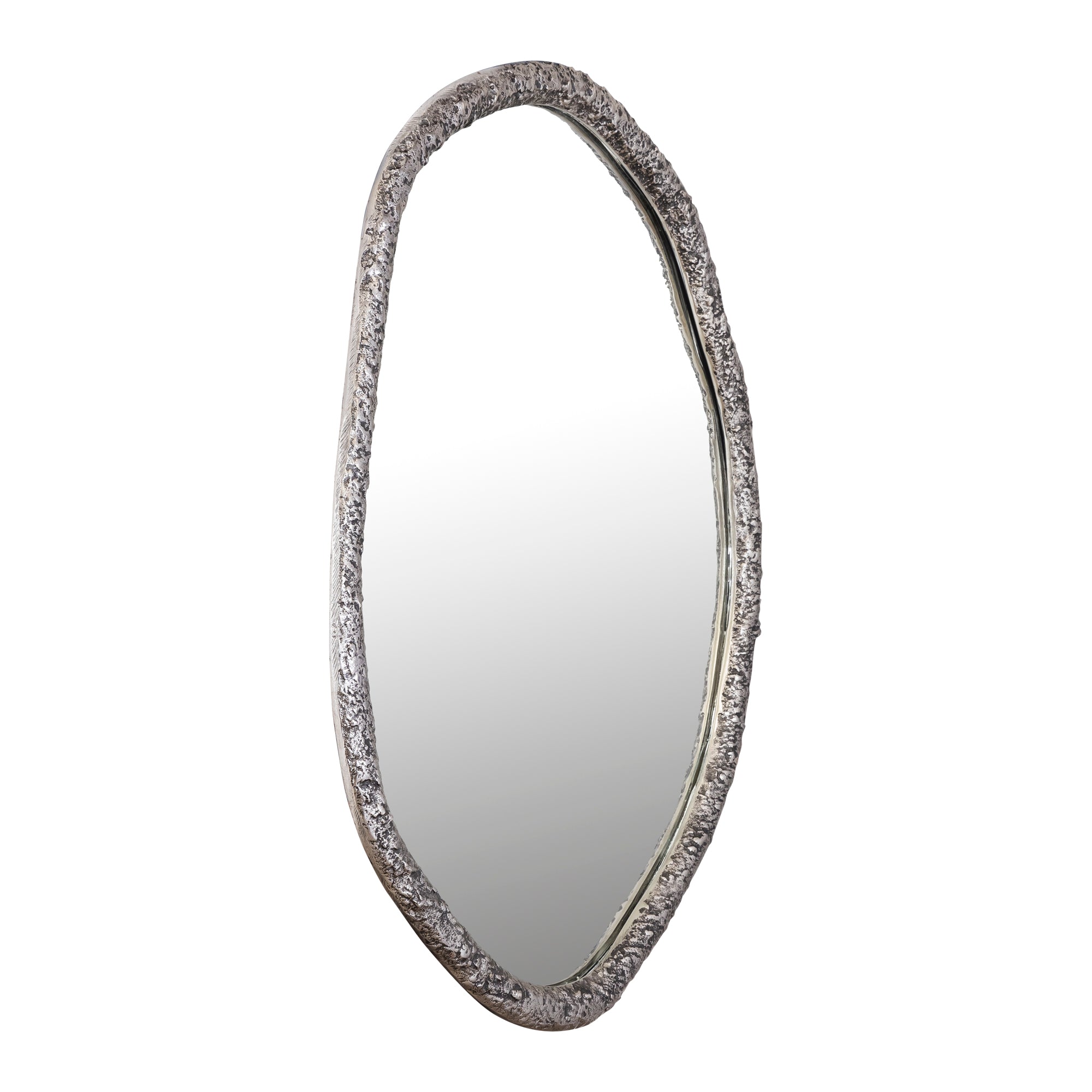 Paislie Nickel organic shaped mirror round