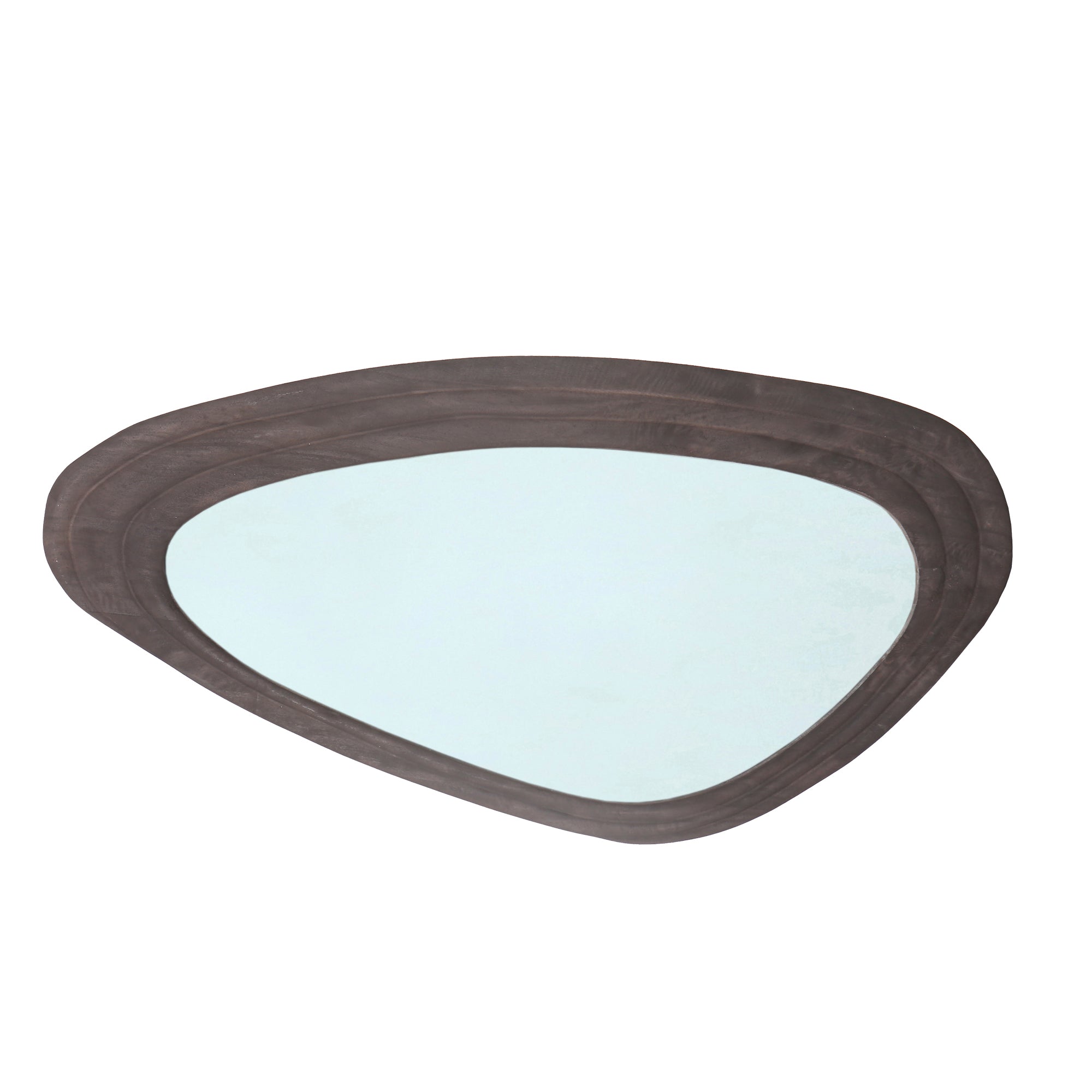 Santin Brown mango wood organic triangle mirror
