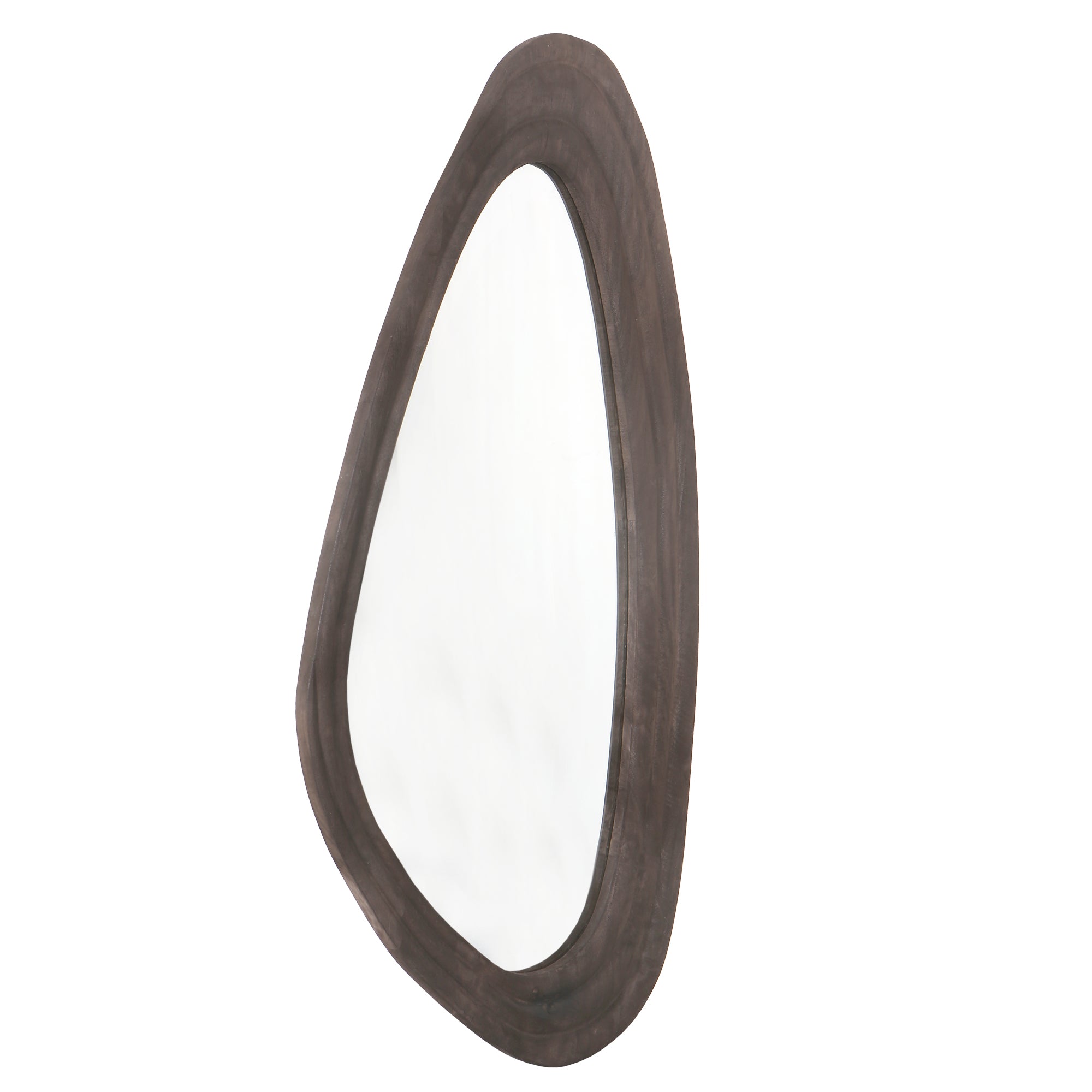 Santin Brown mango wood organic triangle mirror