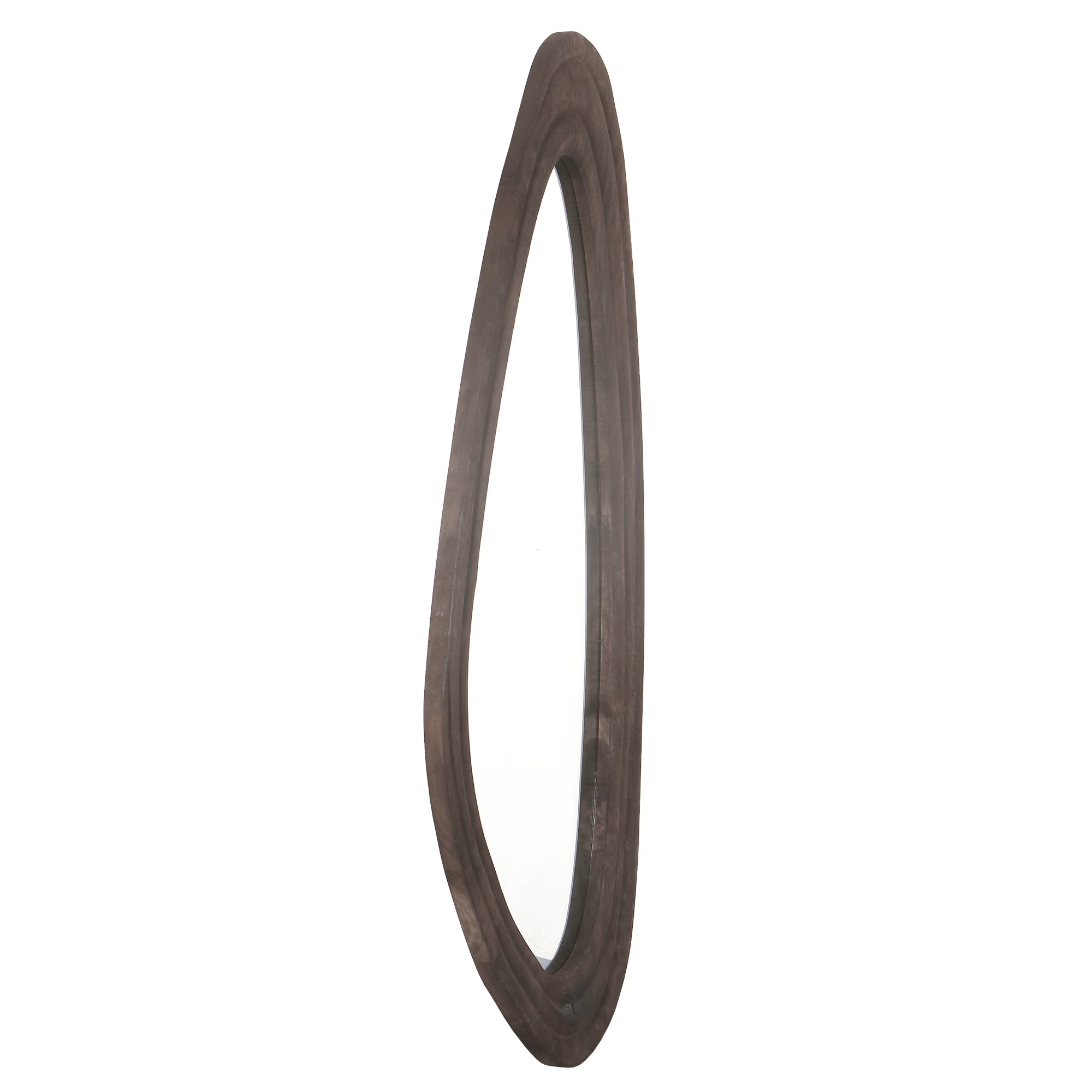 Santin Brown mango wood organic triangle mirror