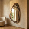 Santin Brown mango wood organic triangle mirror