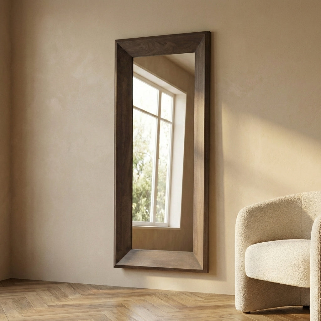 Nicka Brown mango wood rectangle mirror S