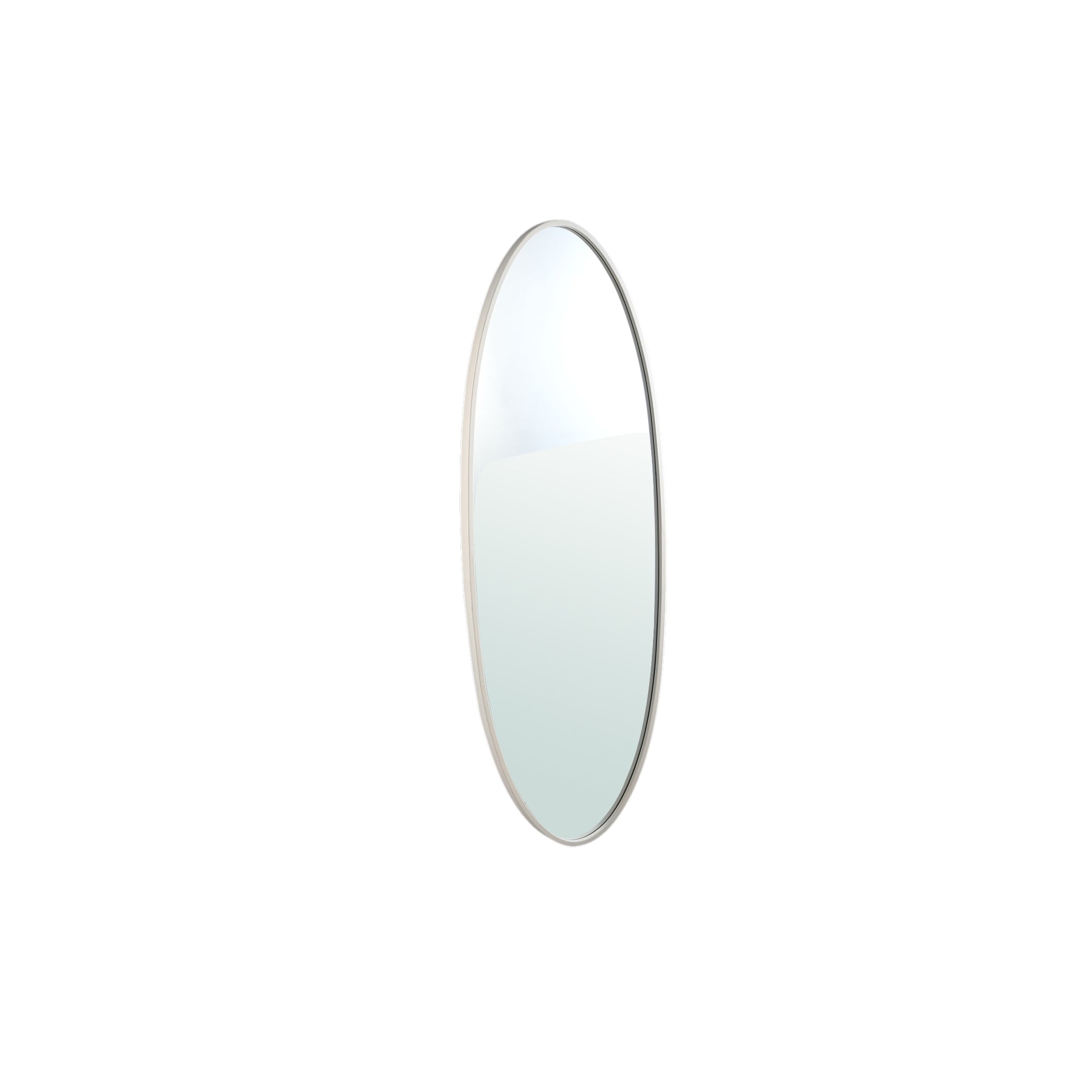 Serine White steel oval mirror small