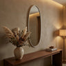 Serine White steel oval mirror small