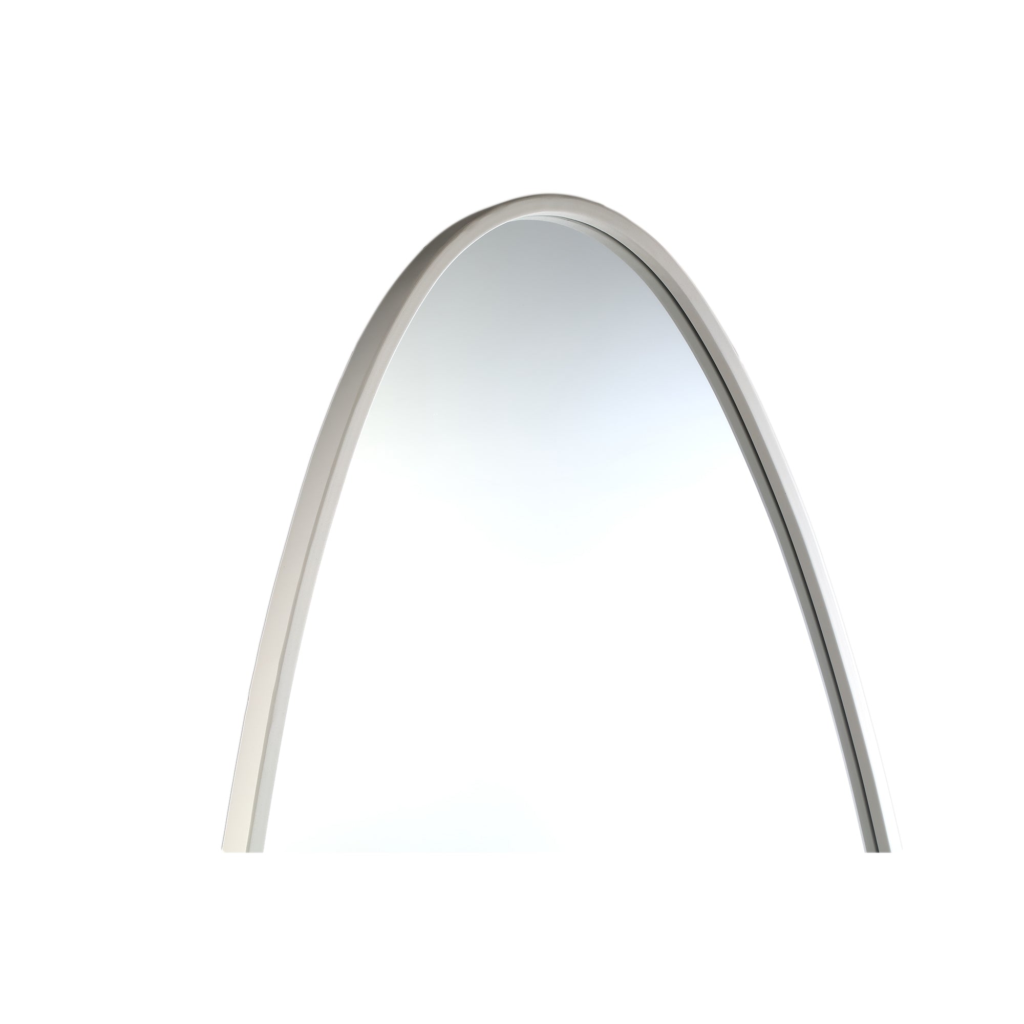 Serine White steel oval mirror large