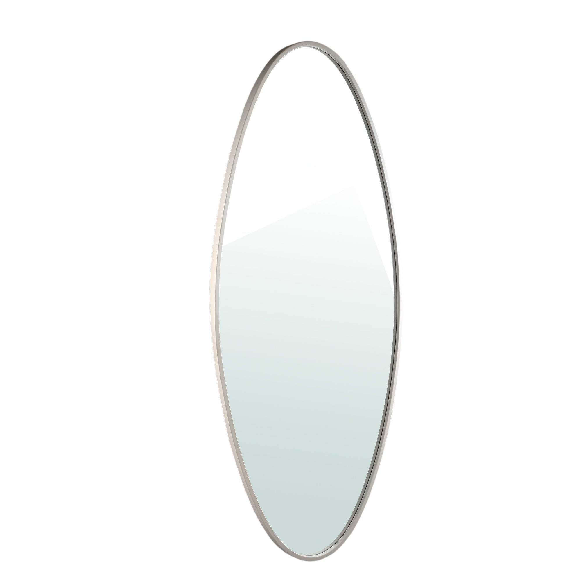 Serine White steel oval mirror large