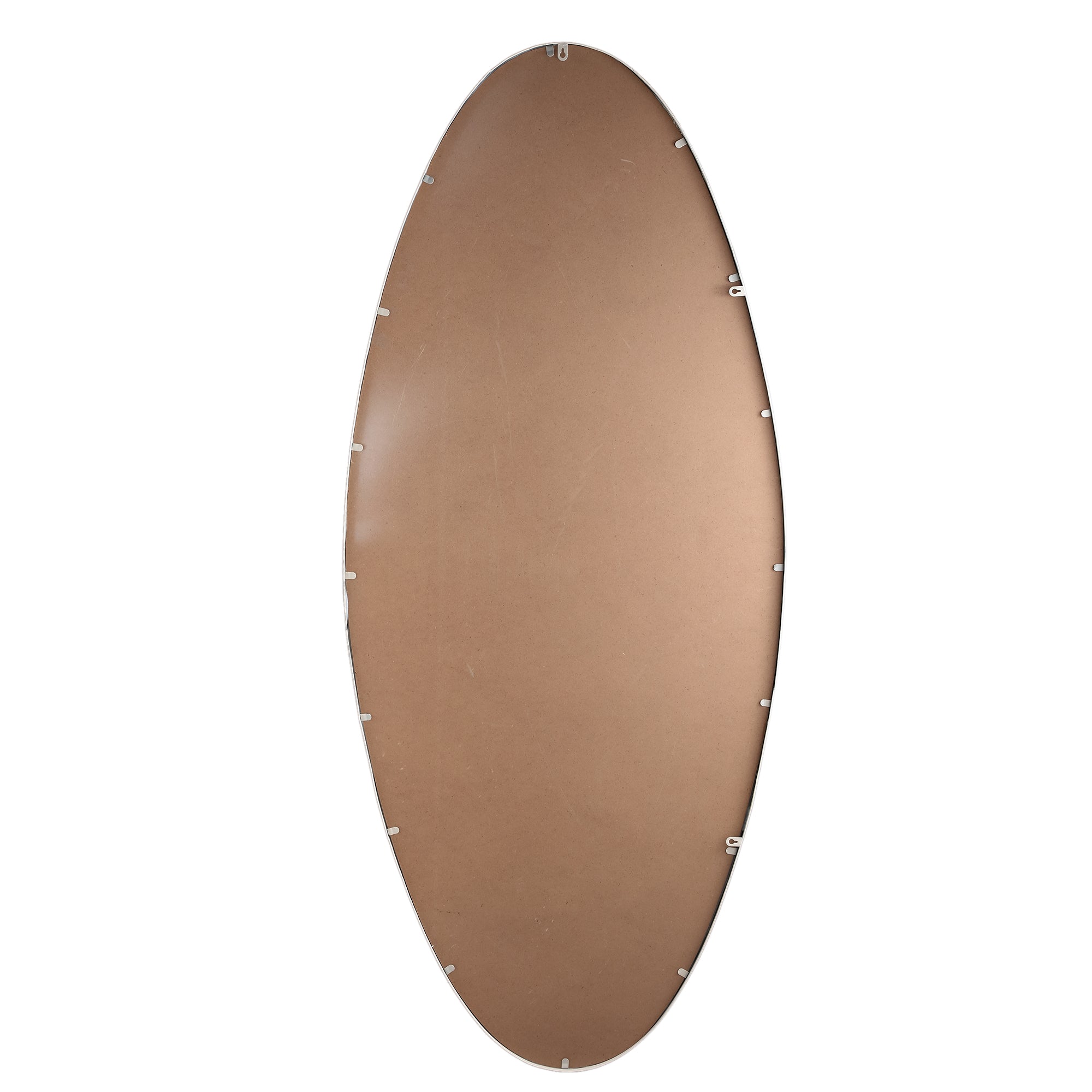 Serine White steel oval mirror large