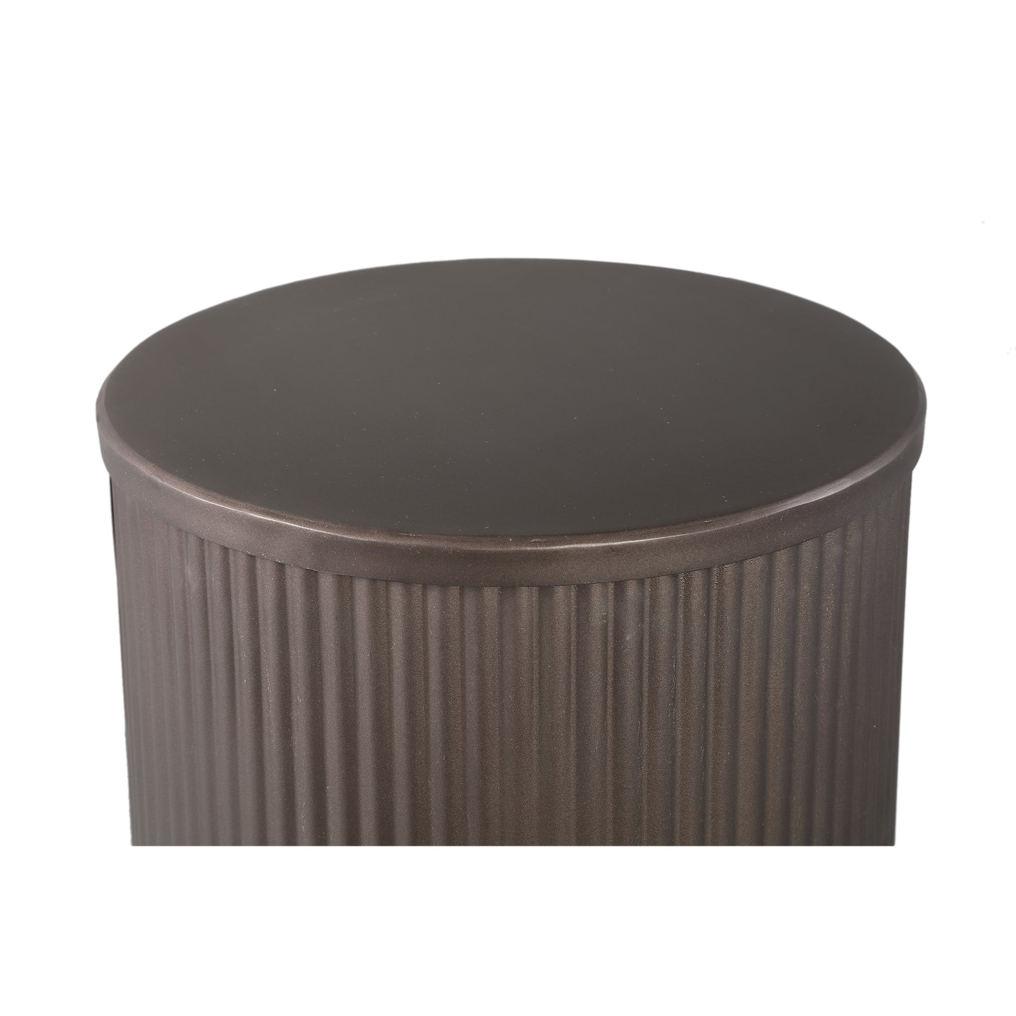 Midda Dark Grey steel ribbed pedestal set of 2