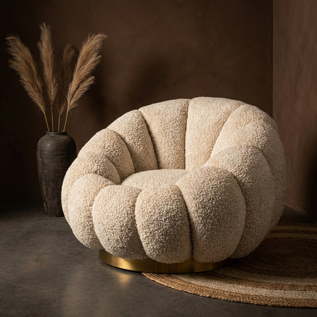 Fauteuil Daisy — Crème Euphoria Base Dorée — Fauteuil design premium | Häus