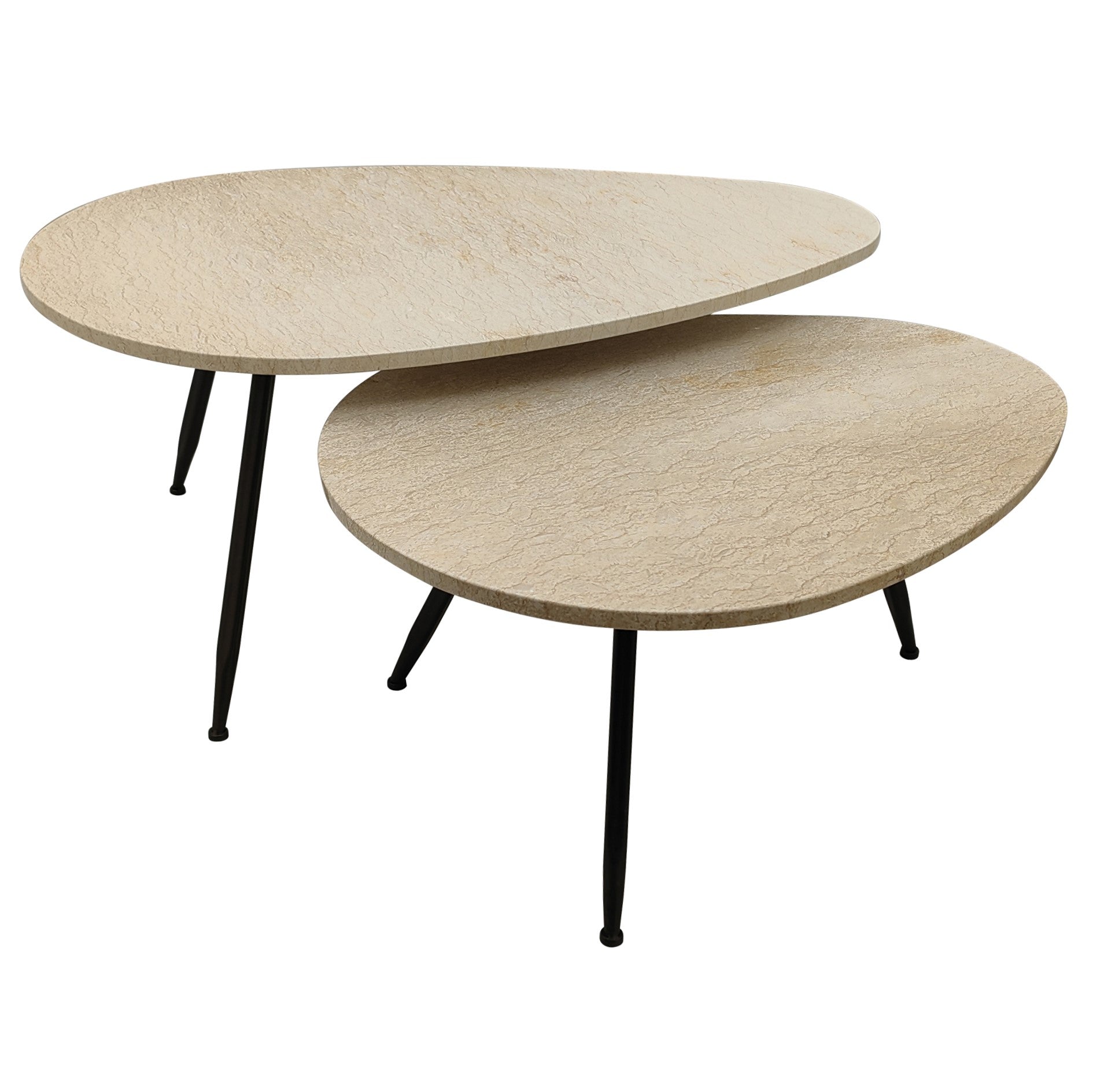 Veria set of 2 coffeetables beige marble - Photo 7