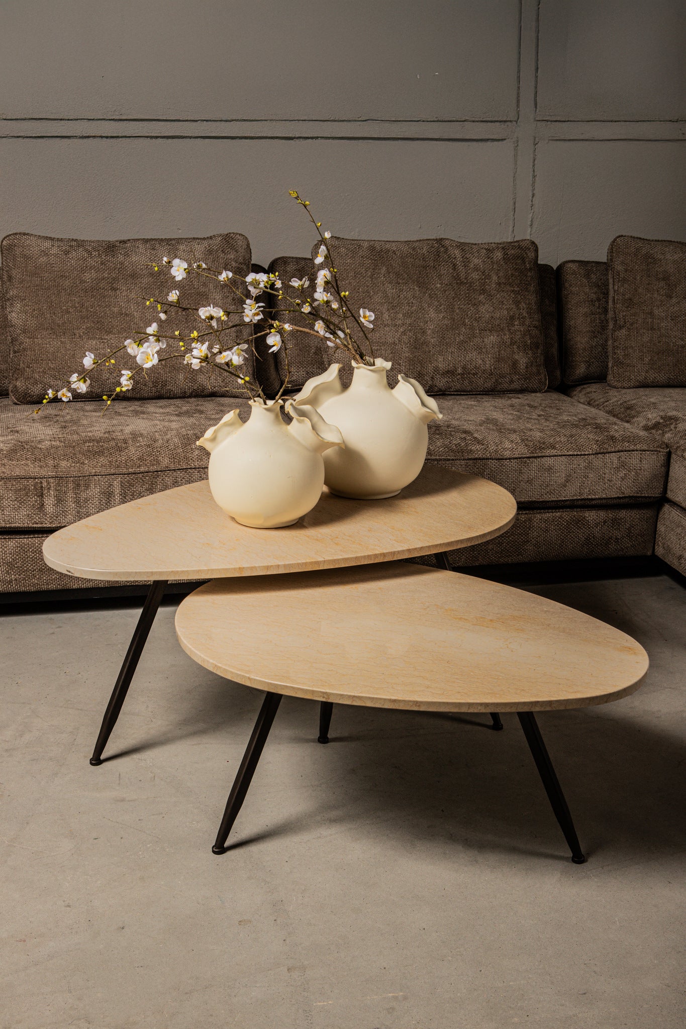 Veria set of 2 coffeetables beige marble - Photo 2
