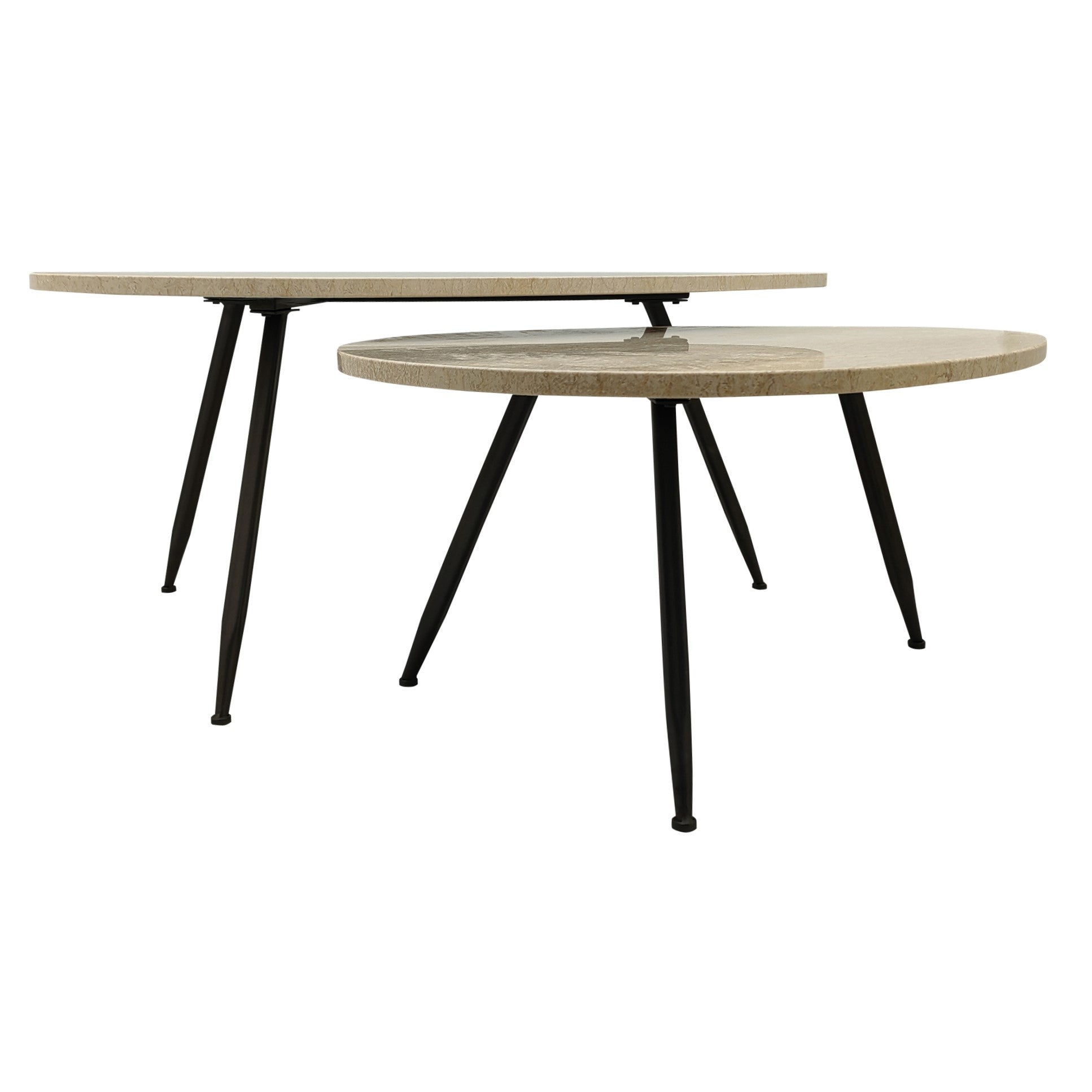 Veria set of 2 coffeetables beige marble - Photo 8