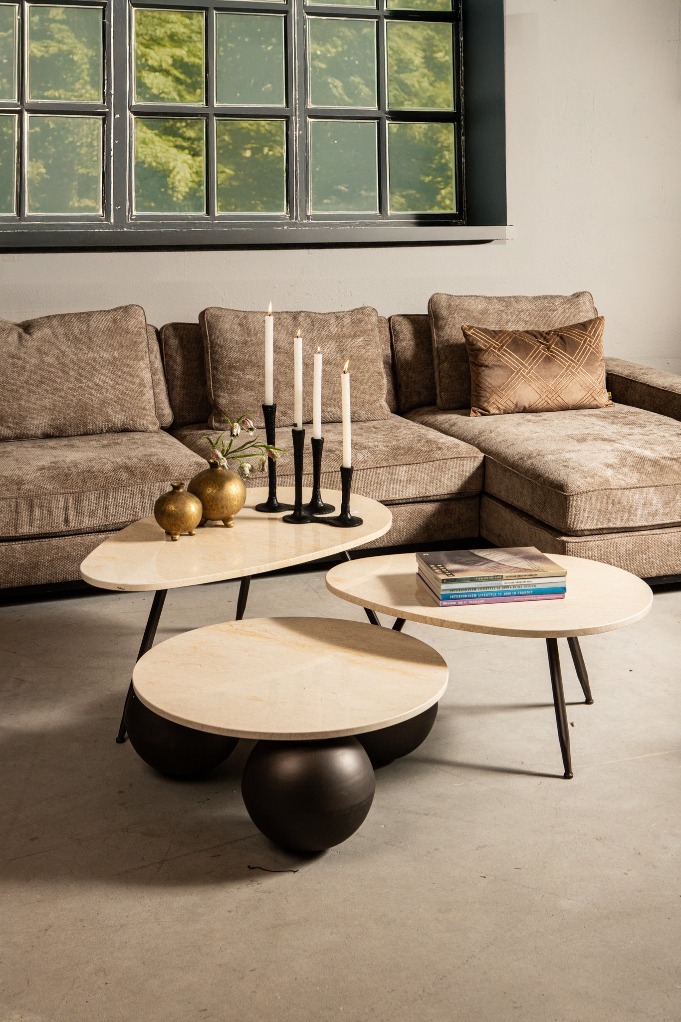 Veria set of 2 coffeetables beige marble - Photo 10