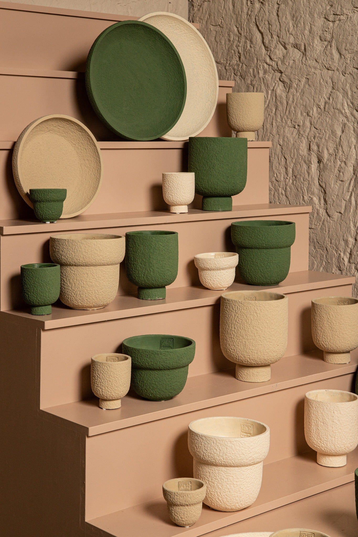 Monder Pot en ciment - Cream, Green