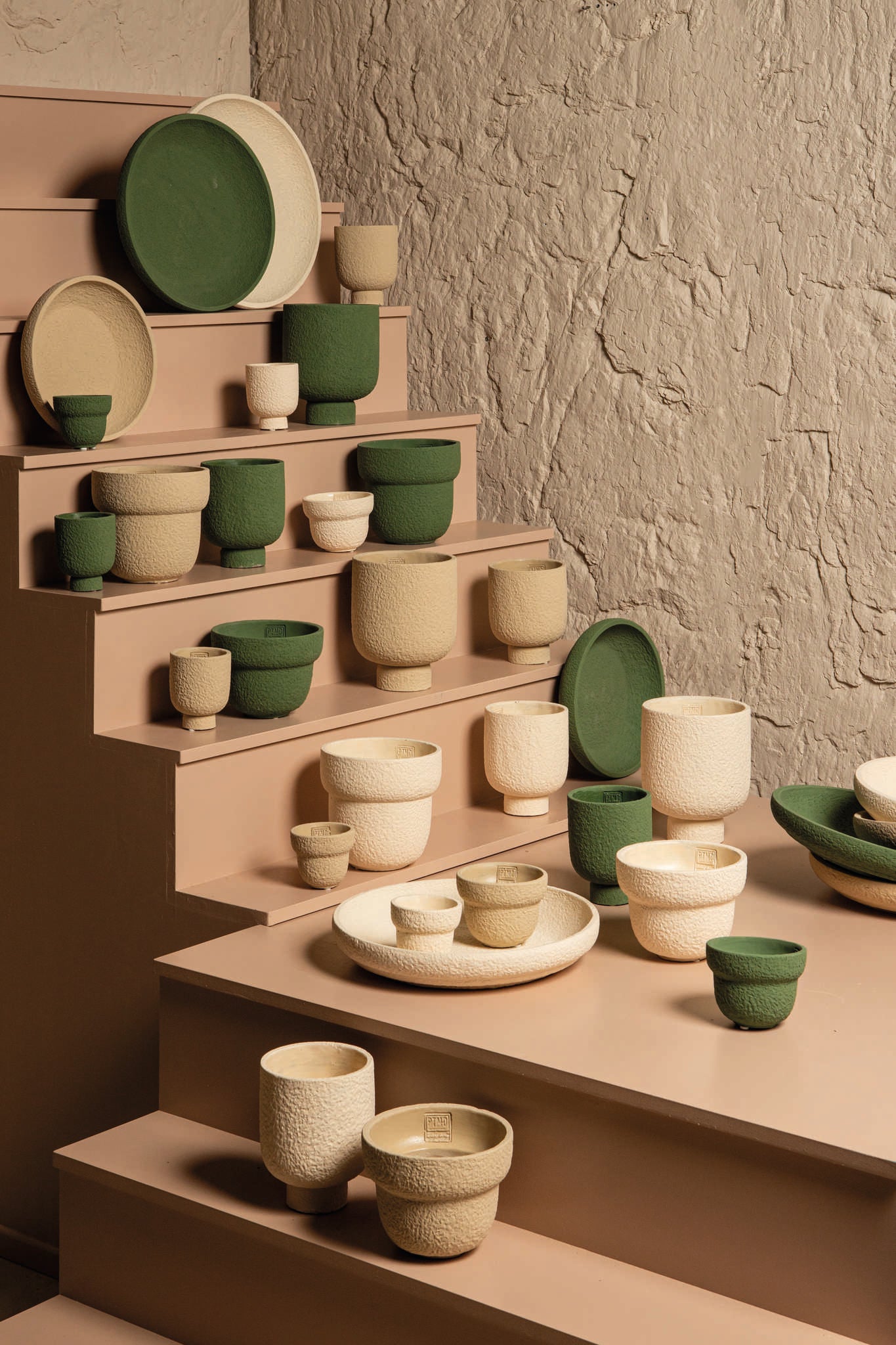 Monder Pot en ciment - Beige, Cream, Green
