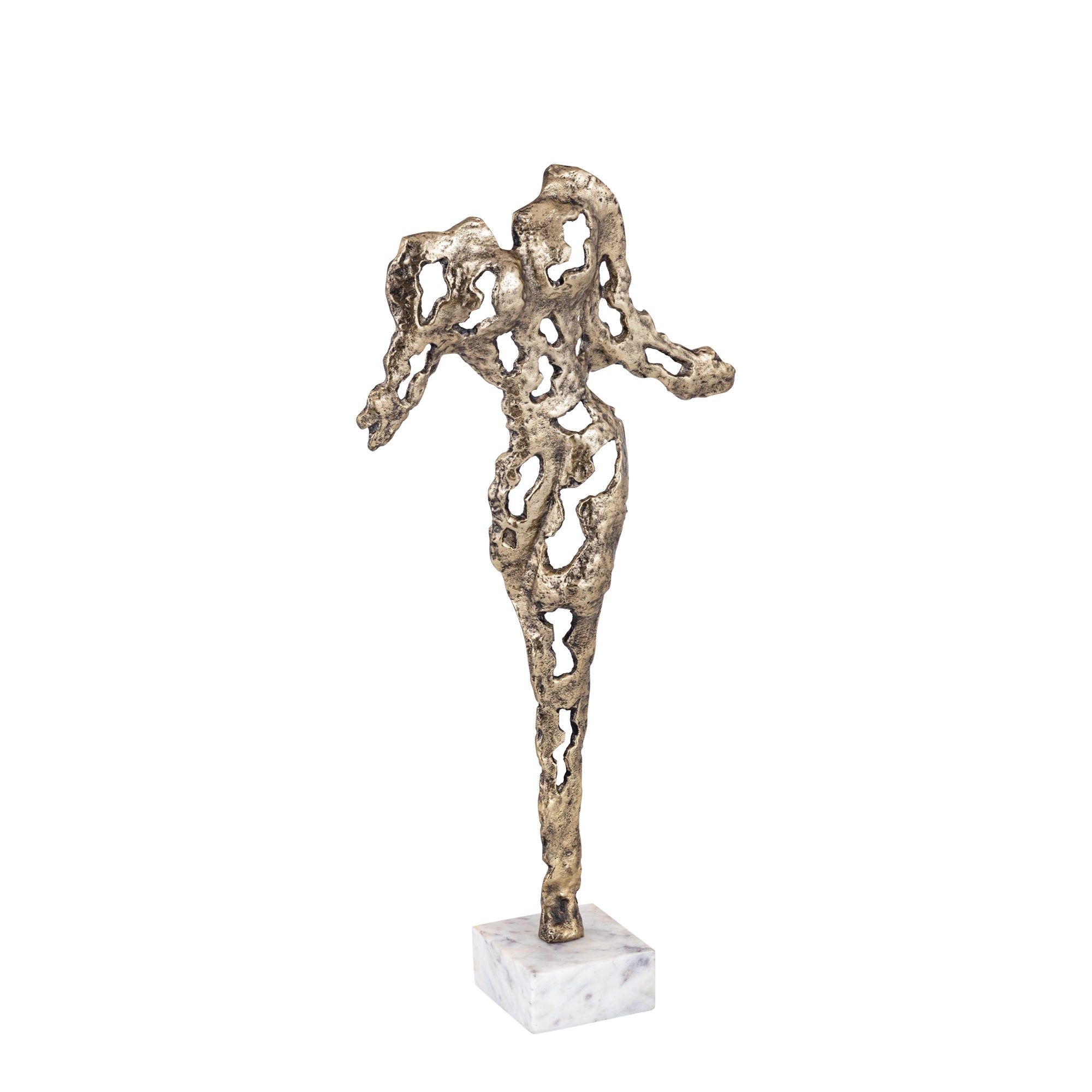 Tianna Antique Gold alu woman statue marble base S