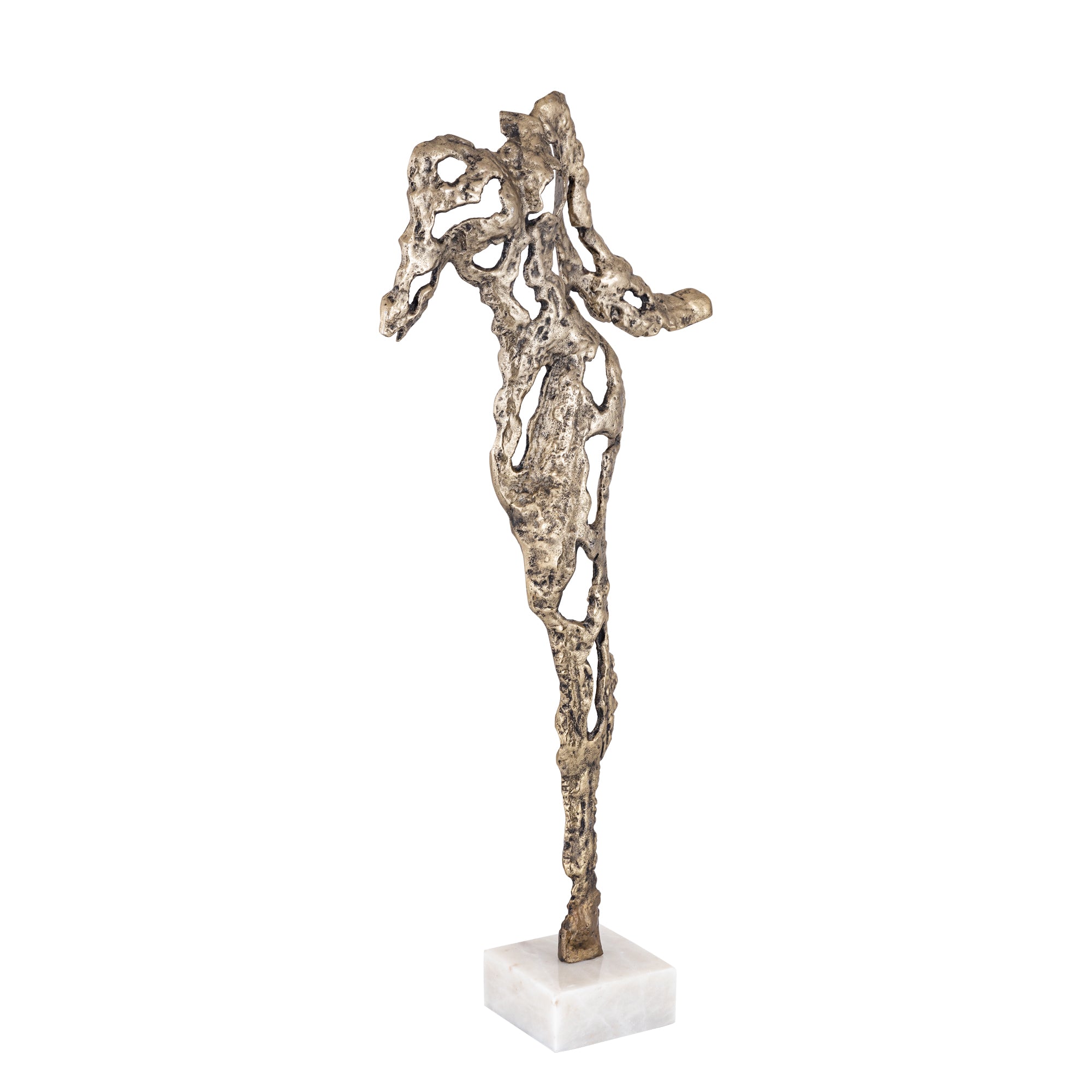 Tianna Antique Gold alu woman statue marble base L