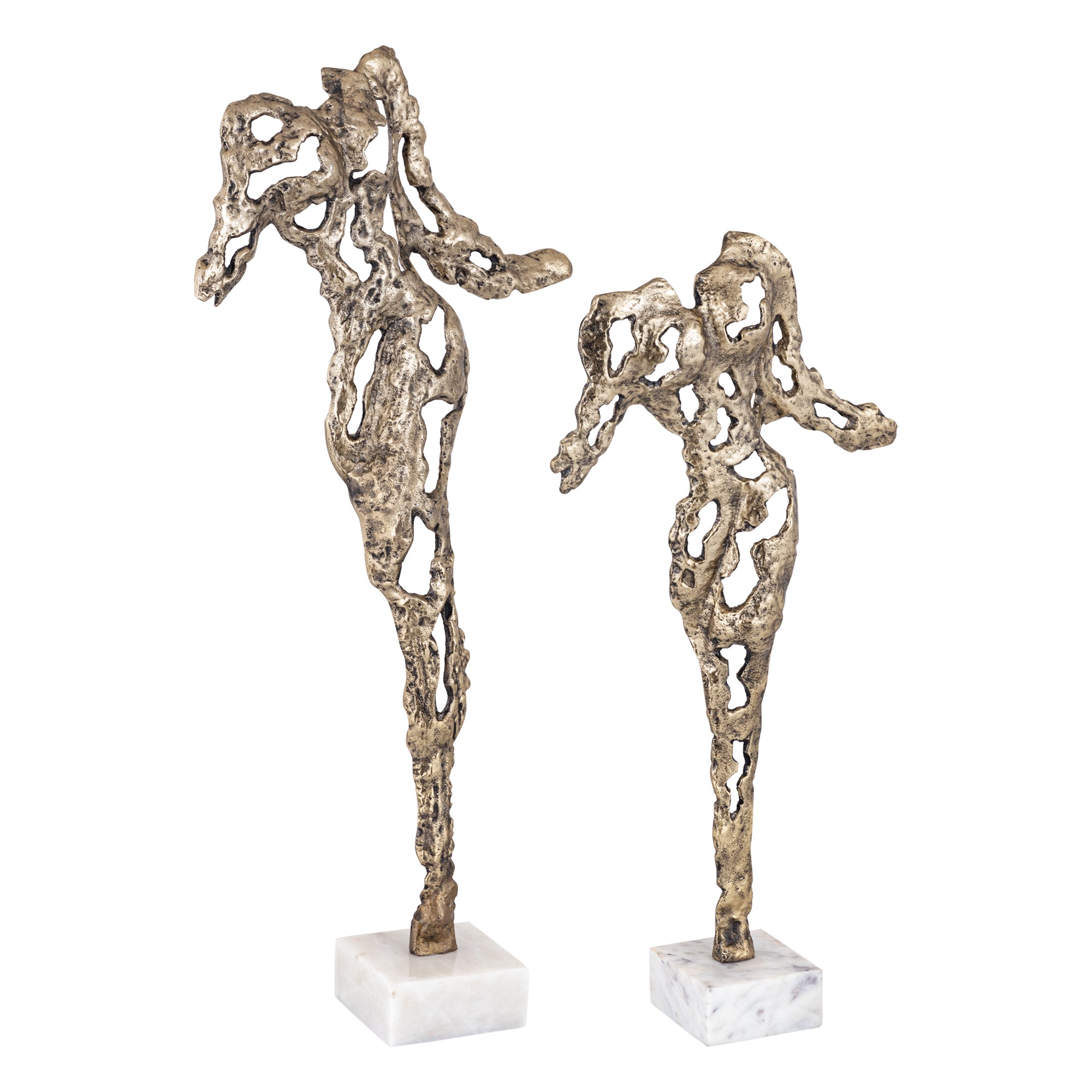 Tianna Antique Gold alu woman statue marble base S