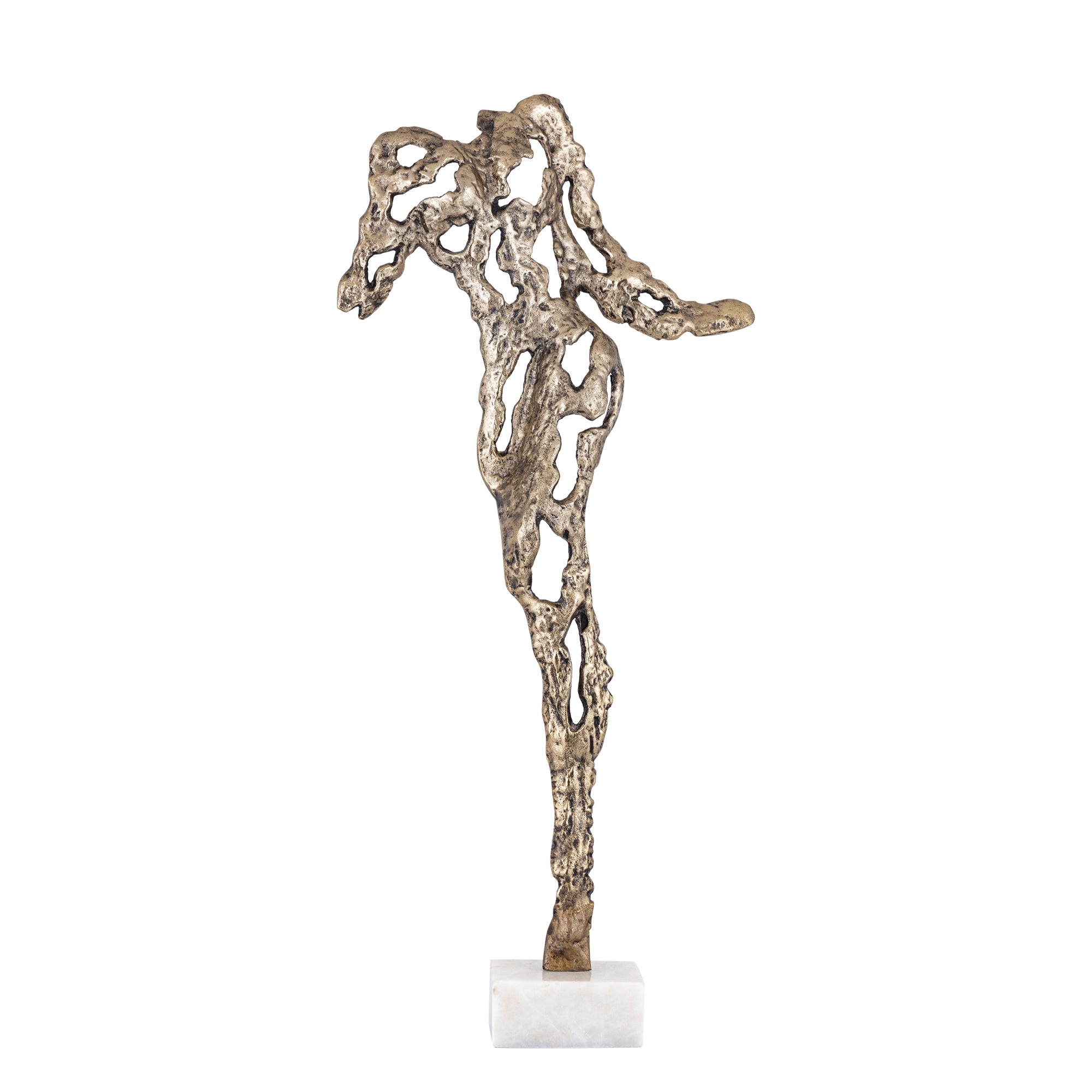 Tianna Antique Gold alu woman statue marble base L