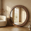 Miroir Tiess — Naturel Rond Bois Placage Petit