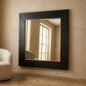 Tiess Black wooden veneer mirror square gold rim