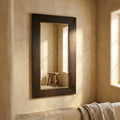 Miroir Tiess — Noir Bois Placage Rectangulaire Or Rebord S
