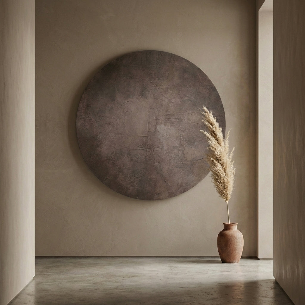 Kemp Brown canvas painting rough round L