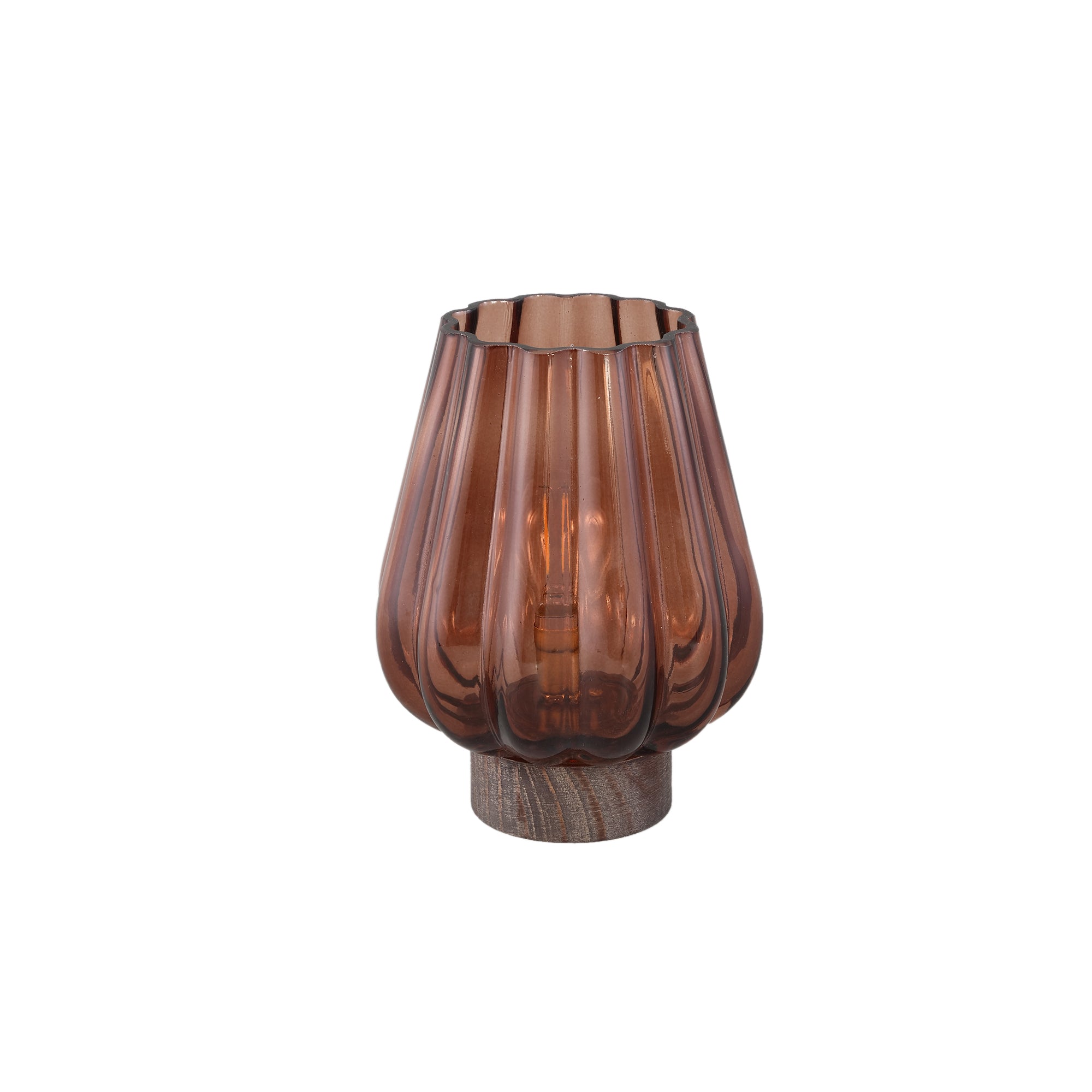 Zyon Lampes LED en verre — Led Wooden Base - Marron clair