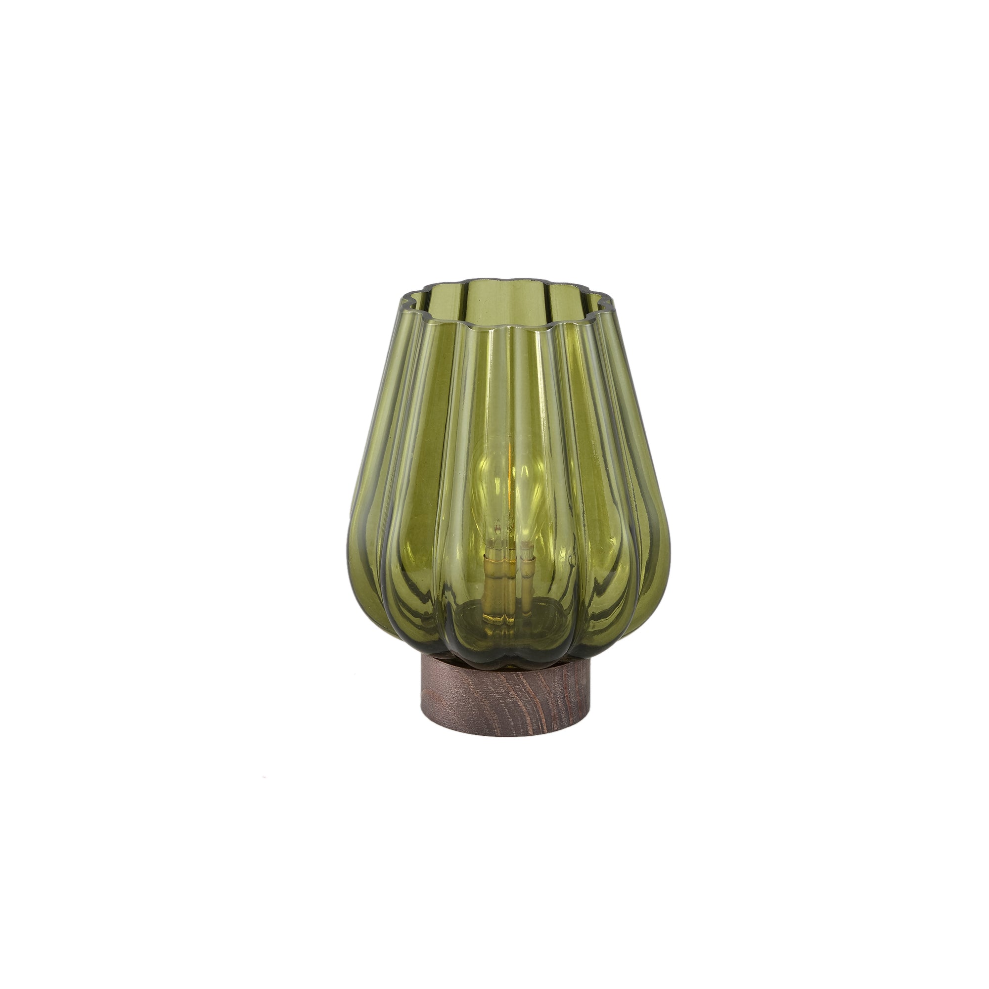 Zyon Lampes LED en verre — Led Light Wooden Base - Vert