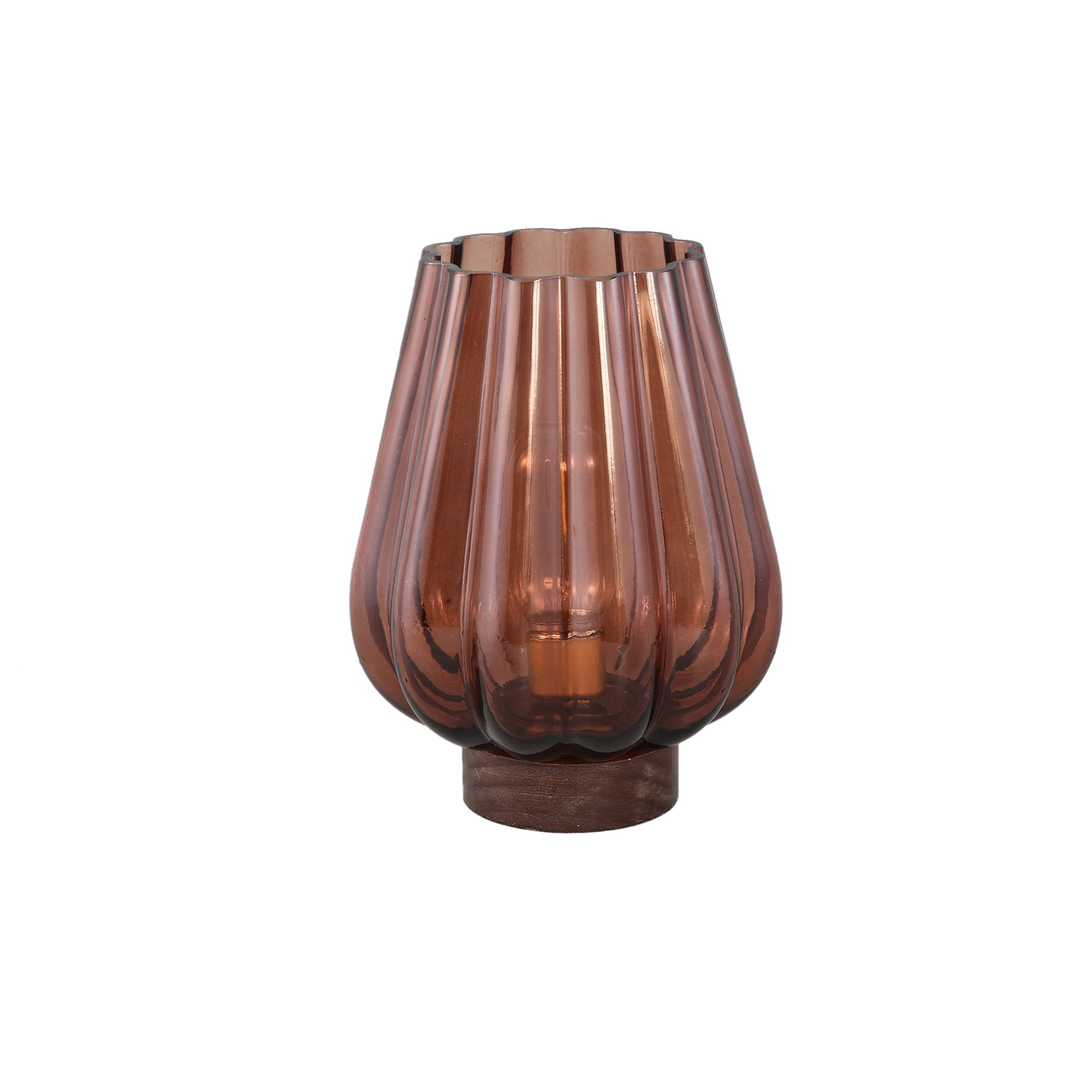 Zyon Lampes LED en verre — Led Wooden Base - Marron clair