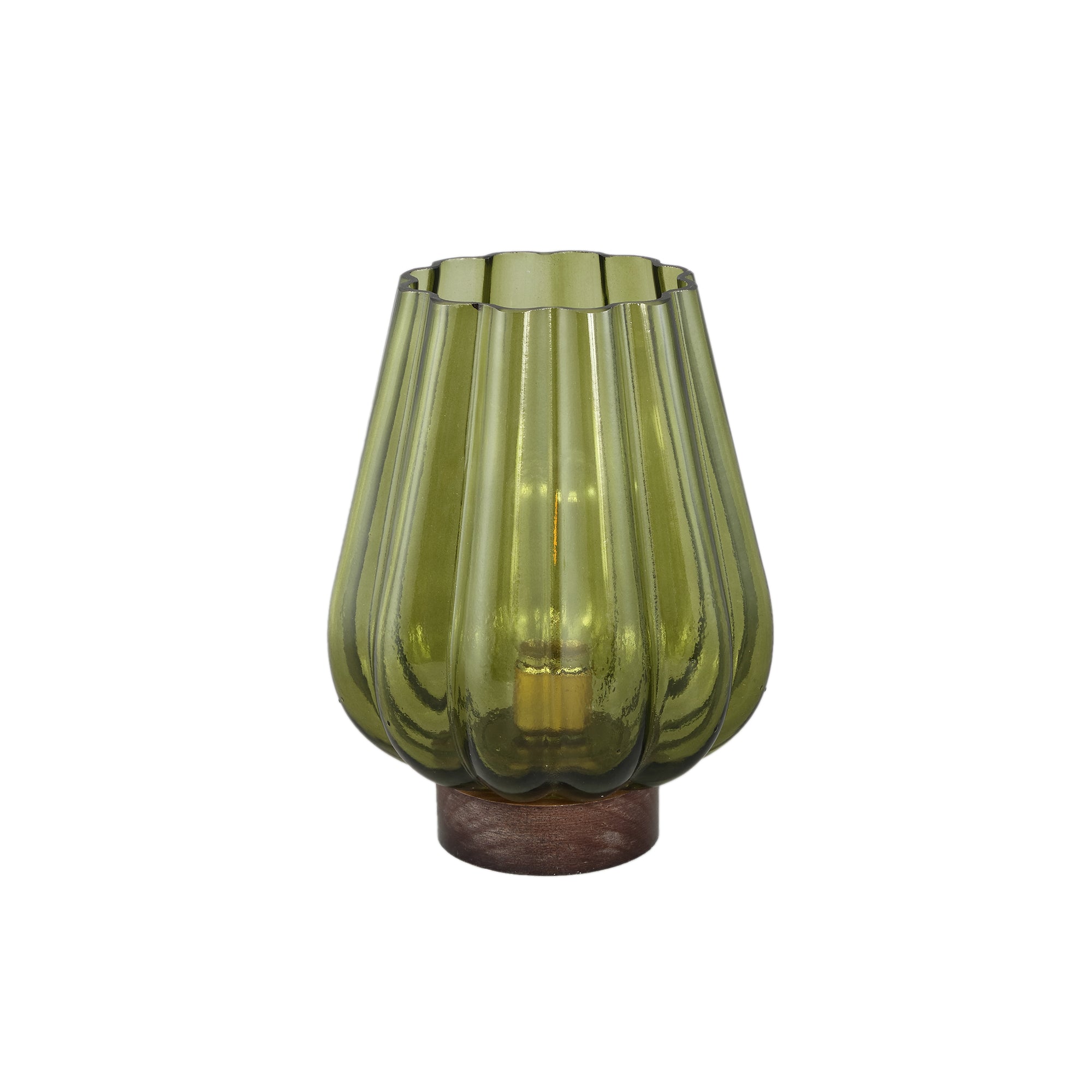Zyon Lampes LED en verre — Led Light Wooden Base - Vert