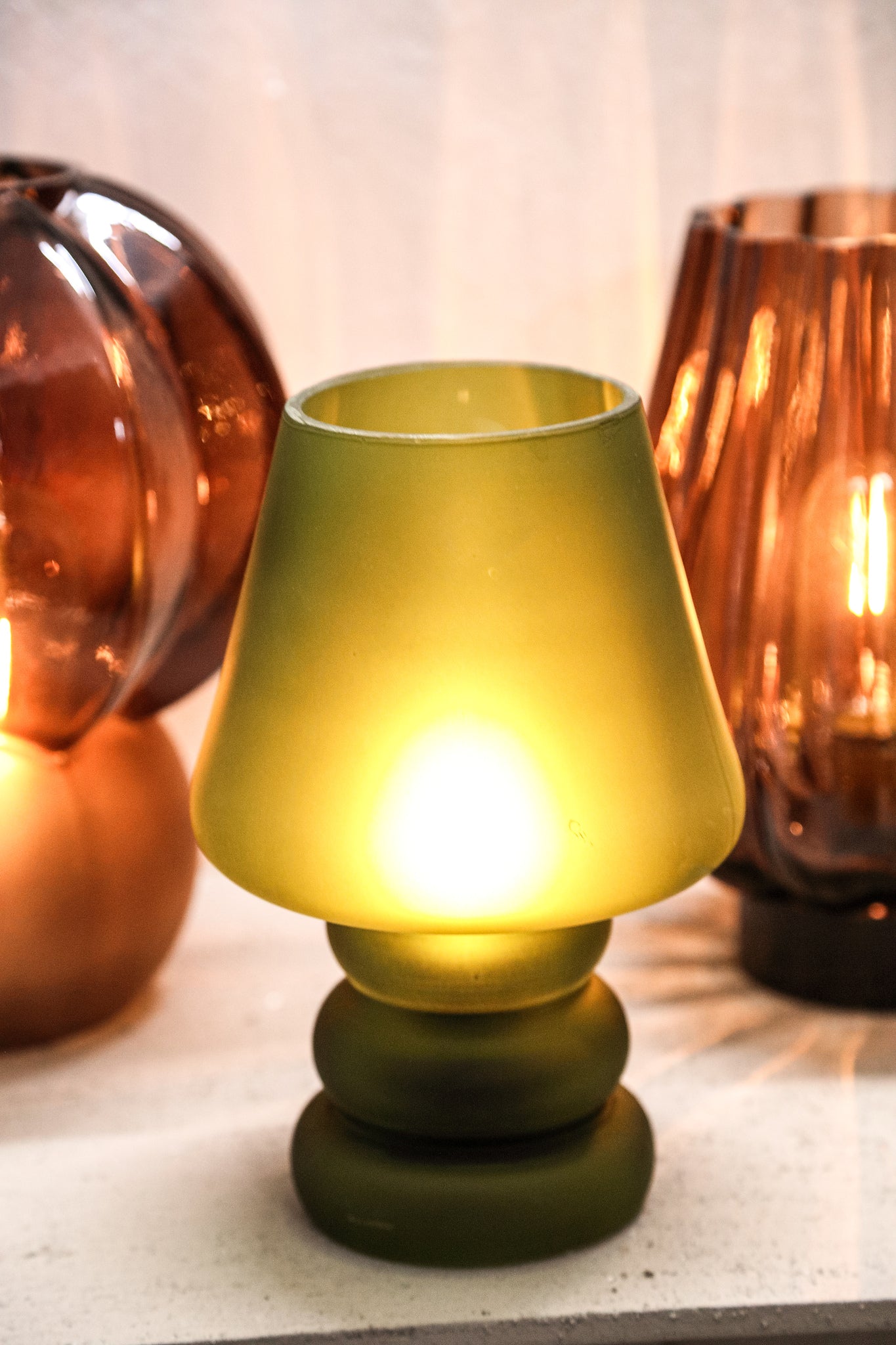 Miron Lampes LED en verre — Led Light Ribbed Matt Base - Vert