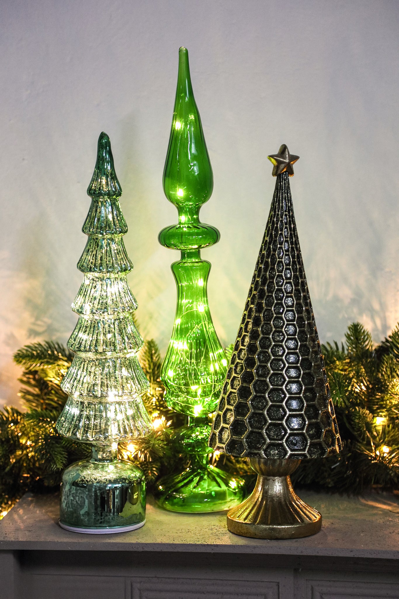 Noran Lampes LED en verre — Moving Tree Led Light Layered - Vert foncé