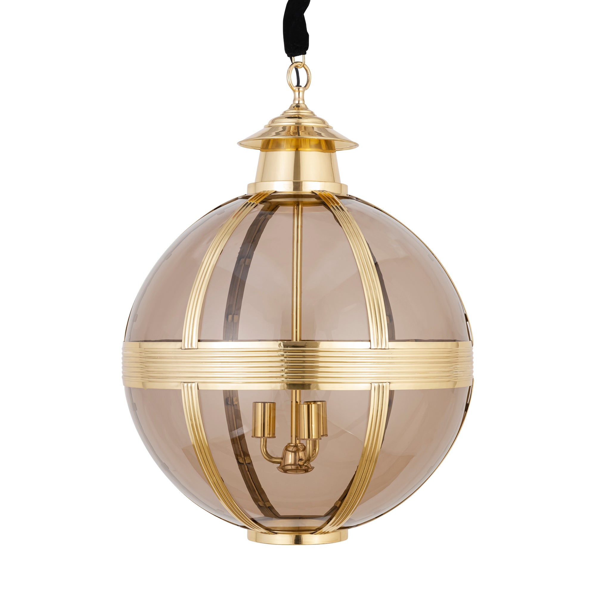 Mikk Lustres en verre — Antique Luster Hanging Lamp Rnd - Laiton