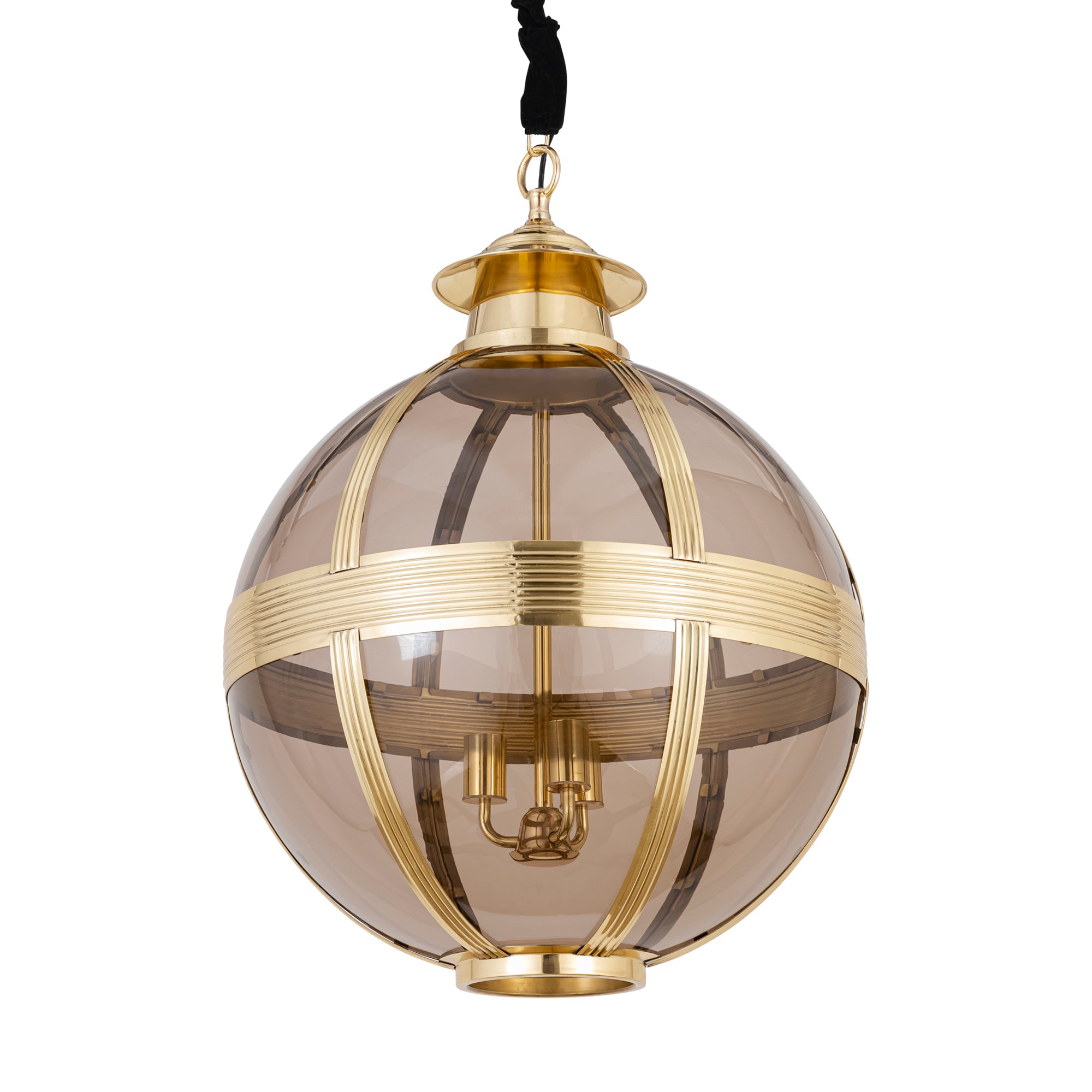 Mikk Lustres en verre — Antique Luster Hanging Lamp Rnd - Laiton